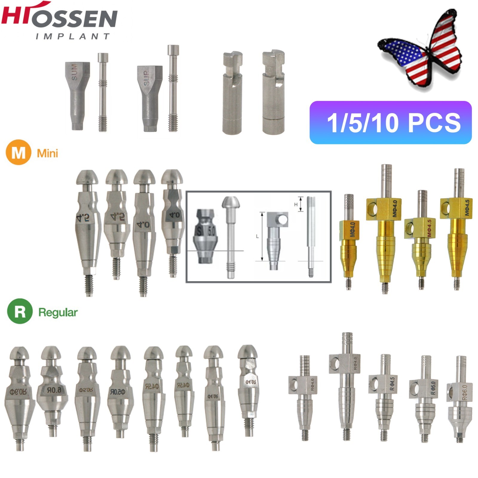 Transfer Impression Closed & Open Analog Regular/Mini for Osstem Hiossen Implant