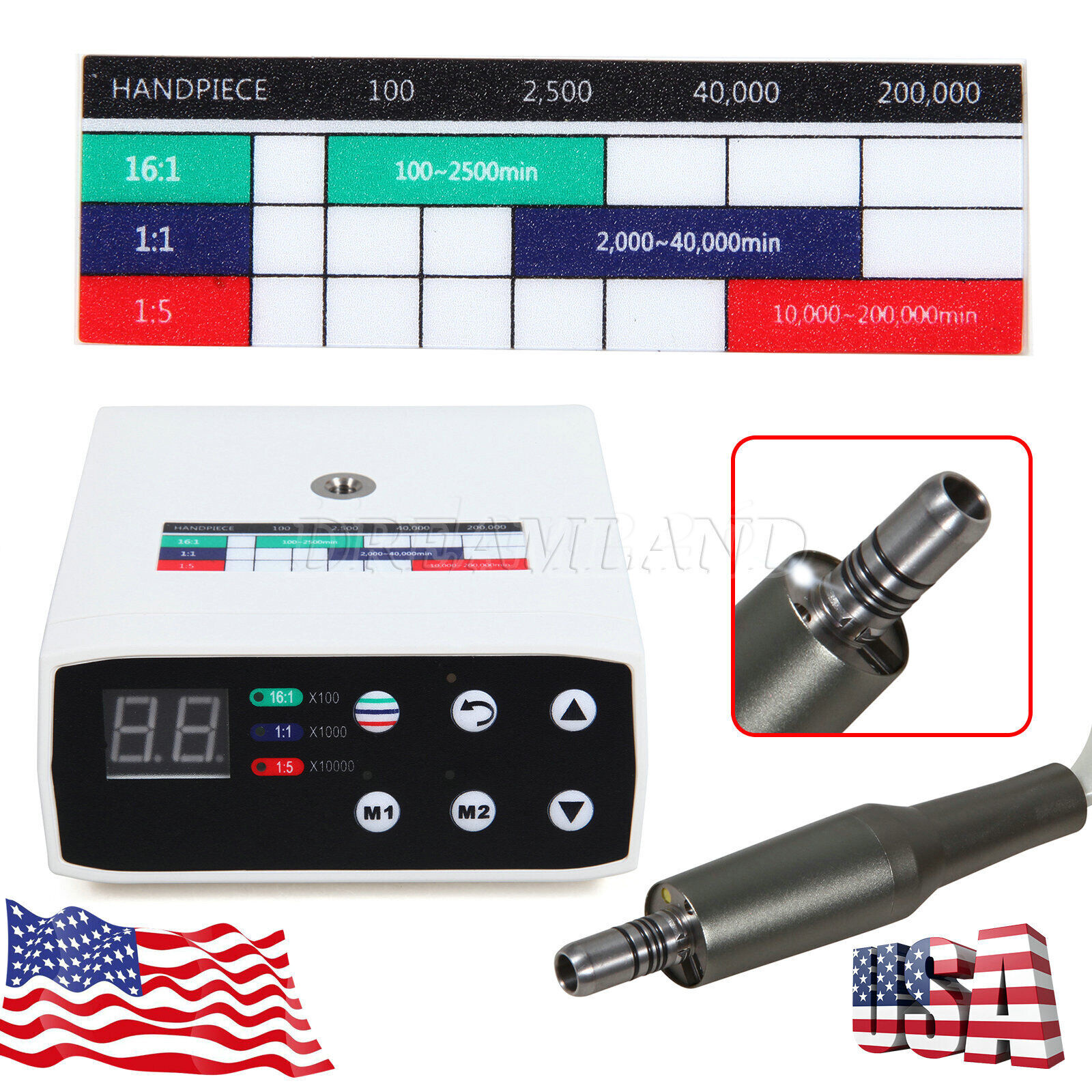 SKYSEA Dental Electric LED Brushless Micro Motor/1:1/1:5 Increasing Handpiece