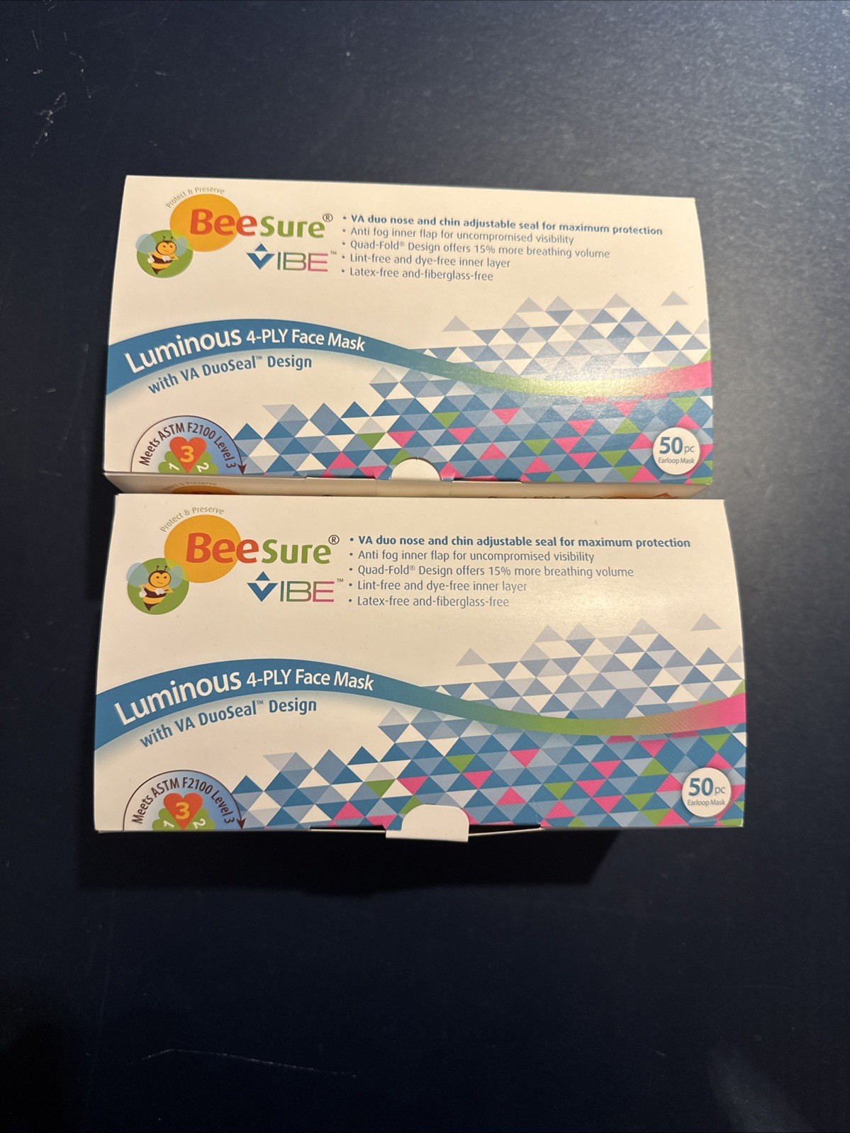 Disposable Masks – BeeSure Level 3, 4-Ply, Luminous. 100 Total Masks