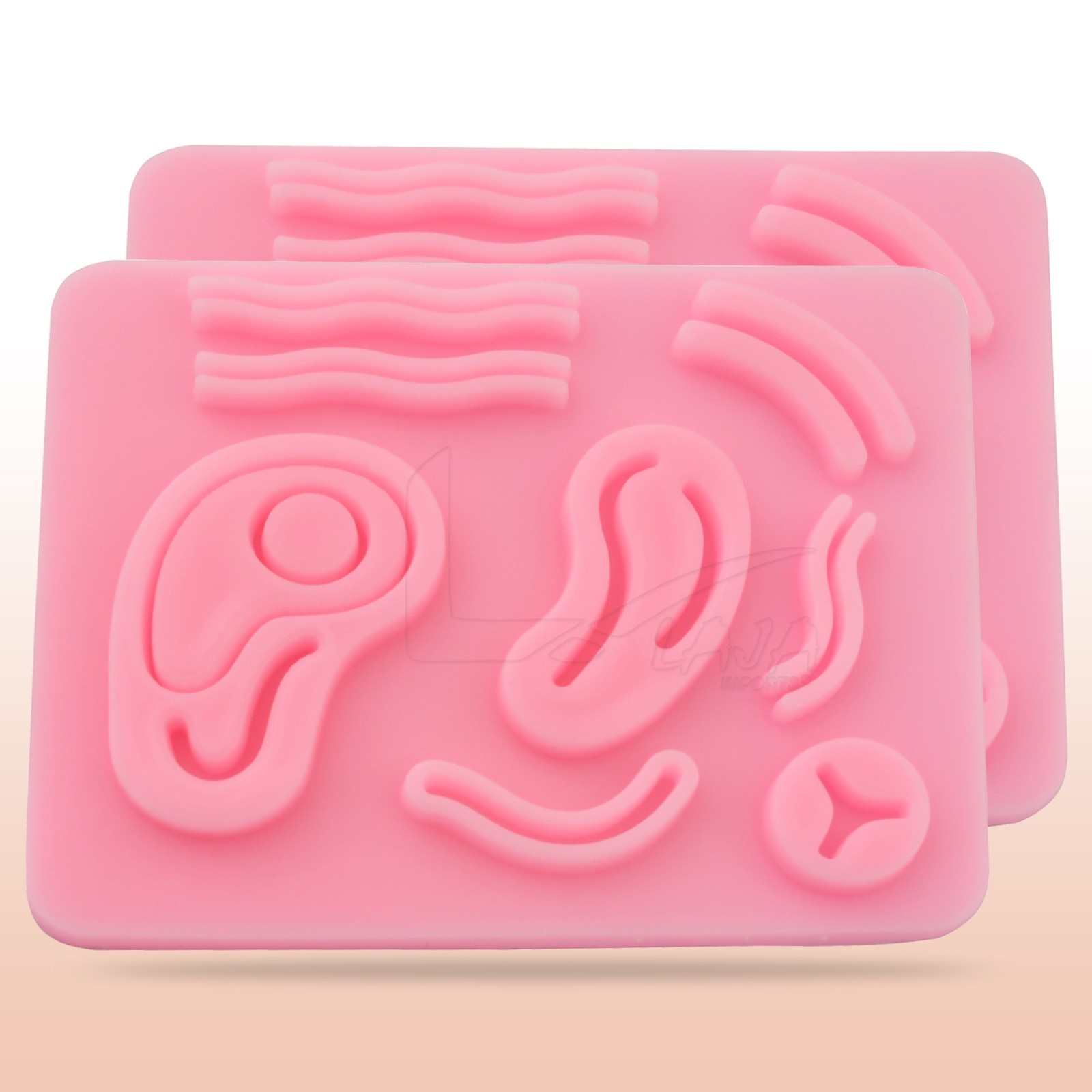 2 Pcs ENT 3D Silicone Suture Practice Pad with 8 Wounds Laparoscopic DS-1395