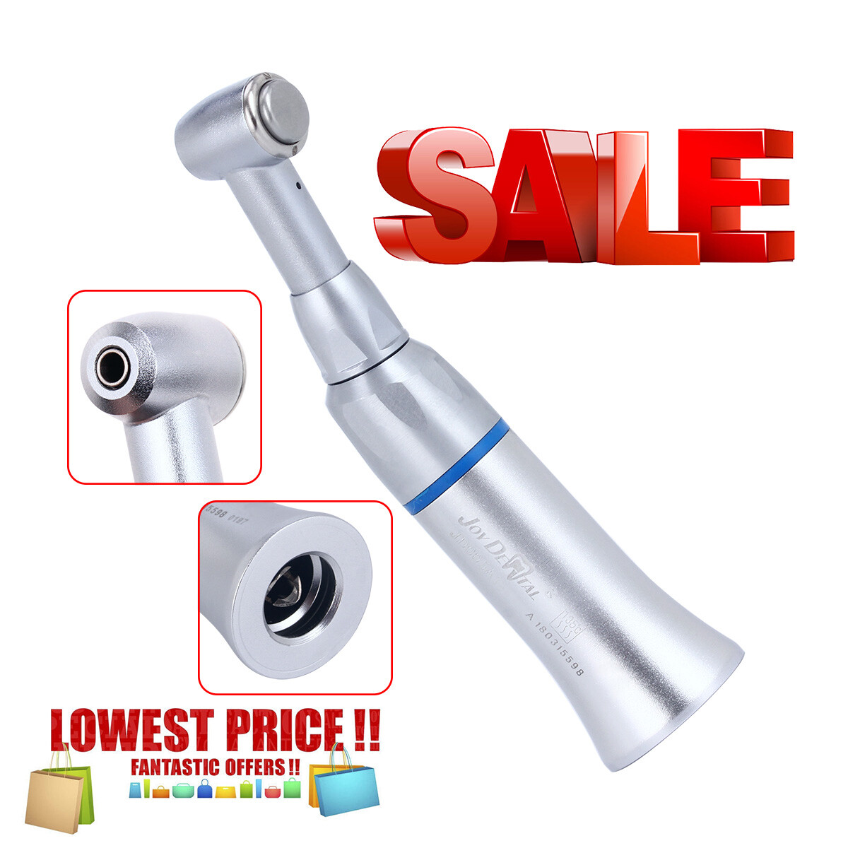 Dental 1:1 Slow Low Speed Contra Angle Push Button Handpiece Fit E-Type Motors