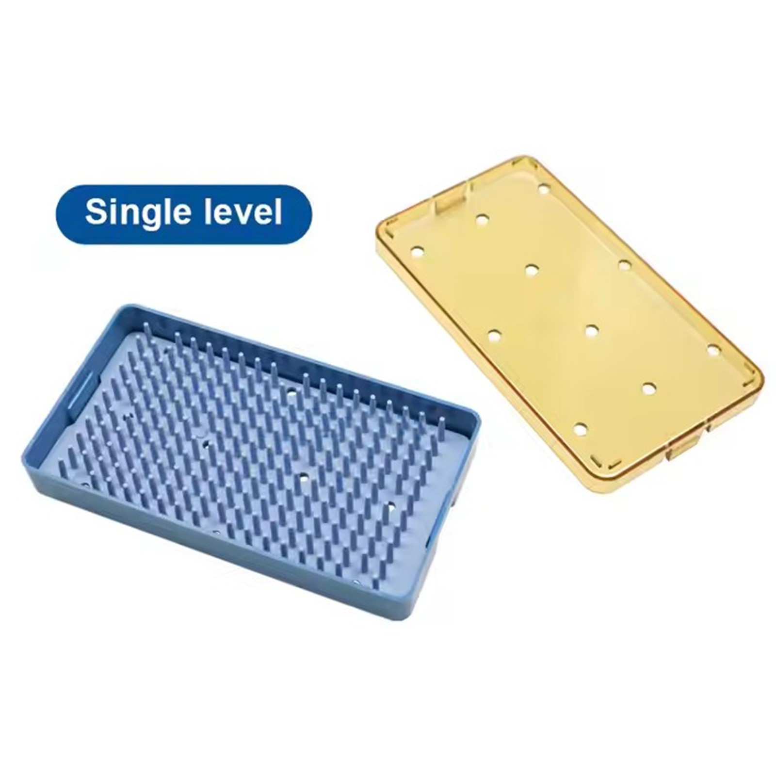 Dental Sterilization Tray Case Single Layer Disinfection Box with Silicone Mat