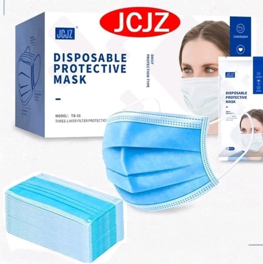 JCJZ 50ct Face Masks – 3-Ply Blue – Non-Medical, Daily Protection – TB-01