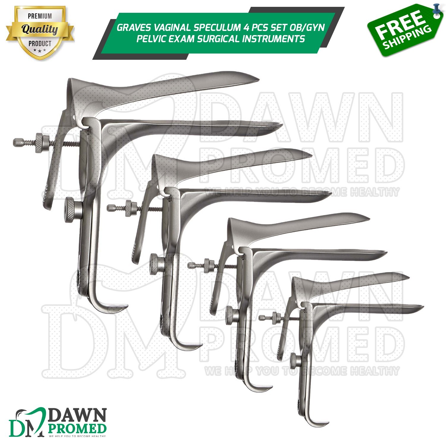 Graves Vaginal Speculum 4 Pcs Set OB/GYN Pelvic Exam Surgical Inst German Grade