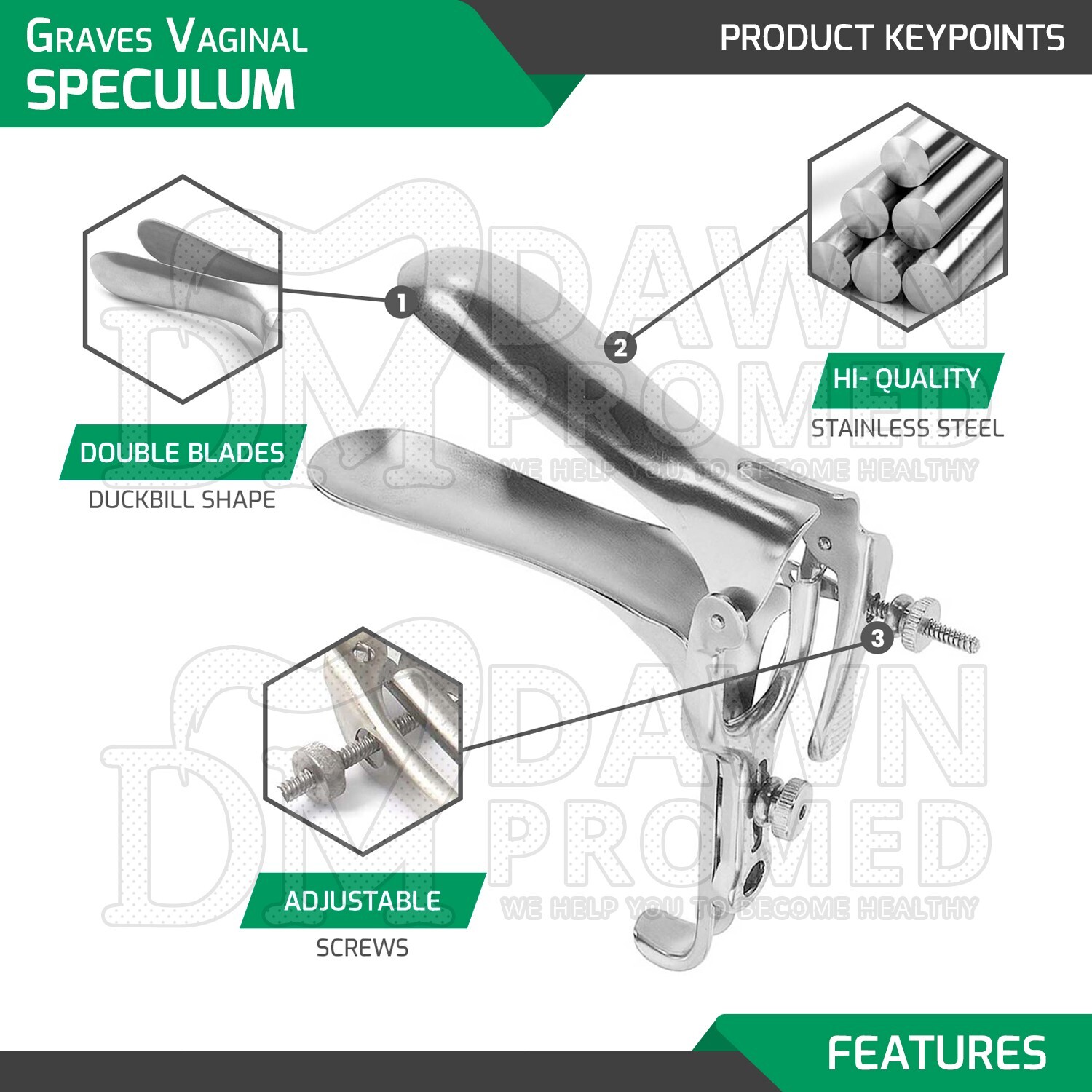 Graves Vaginal Speculum 4 Pcs Set OB/GYN Pelvic Exam Surgical Inst German Grade
