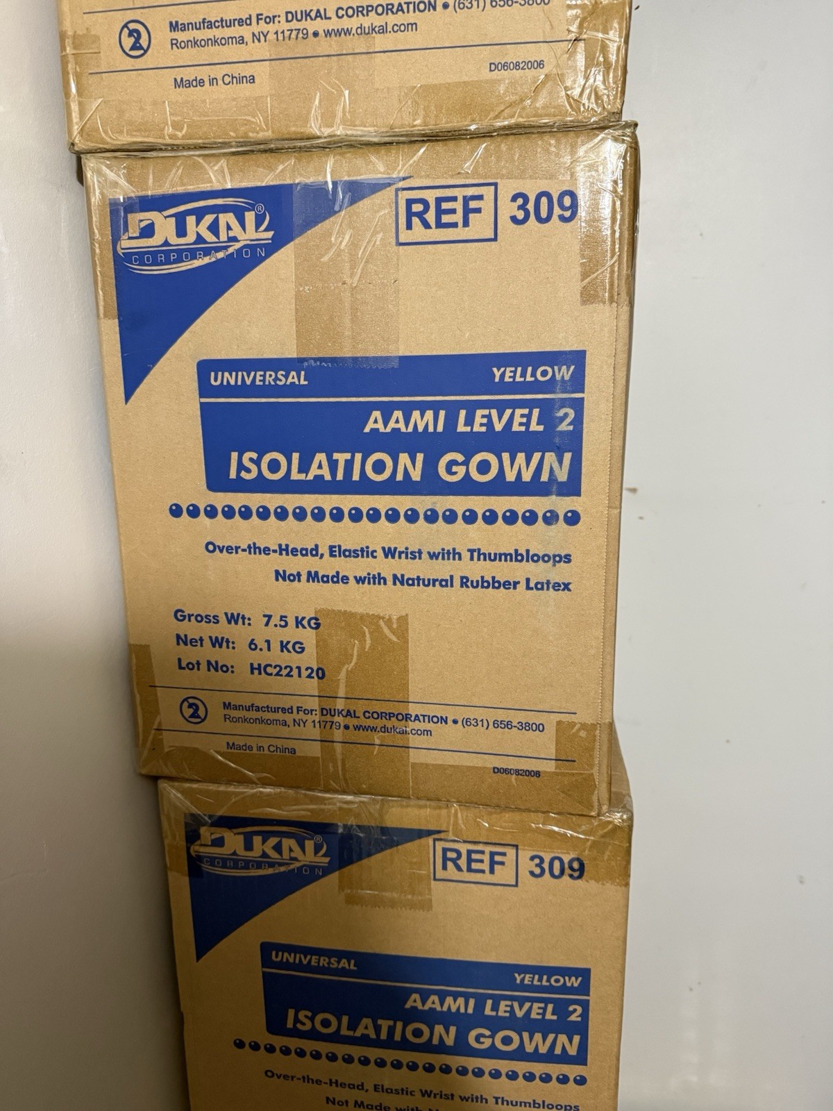 Dukal AAMI Level 2 Isolation Gown Yellow REF 309 Elastic Wrist Thumbloops