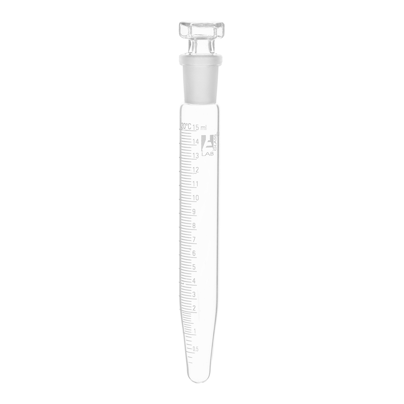 Eisco 15ml Graduated Centrifuge Tube with Glass Stopper – Borosilicate Glass