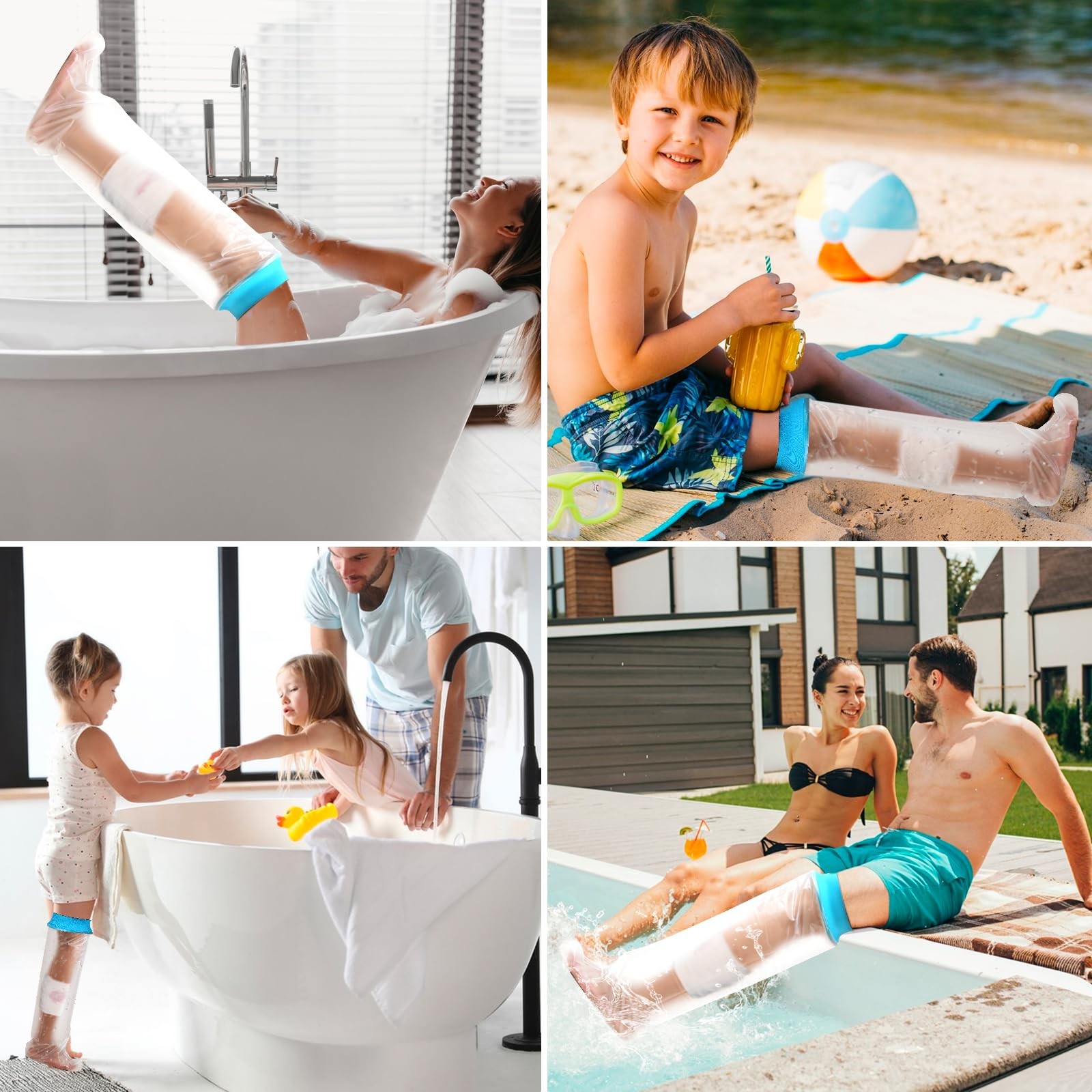 Waterproof Leg Cast Cover for Shower Bath, Adult Full clear