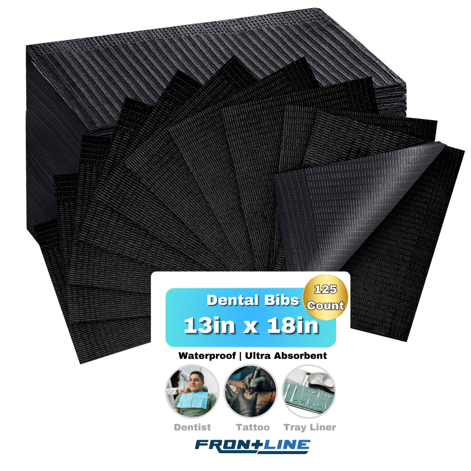 500 Count Black Disposable Tattoo Bib Nail Salon Tray Cover Dental Sheet