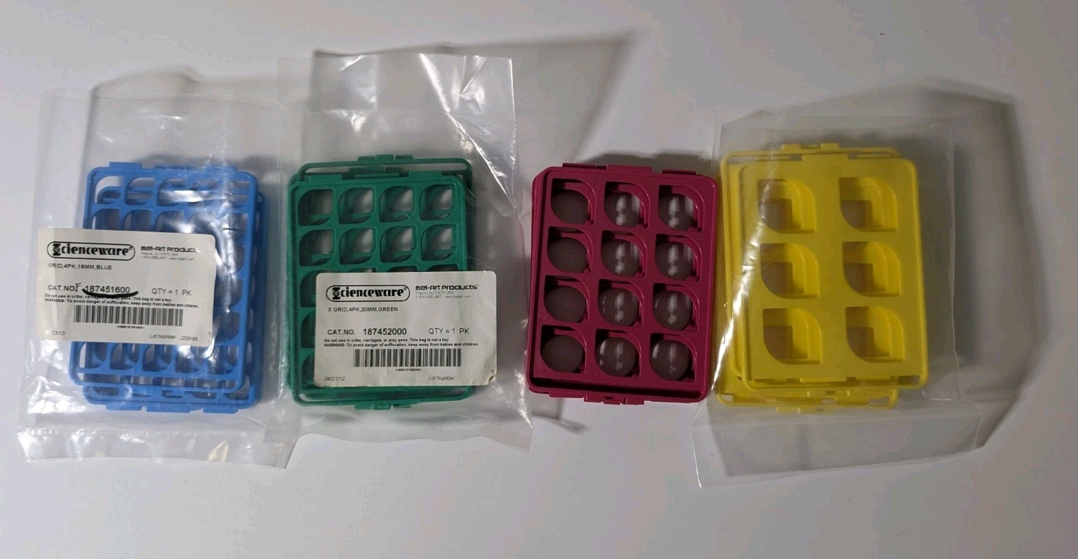 Bel-Art Scienceware Switch-Grid Test Tube Rack Grids Lot 16 Grids 4 Sizes New