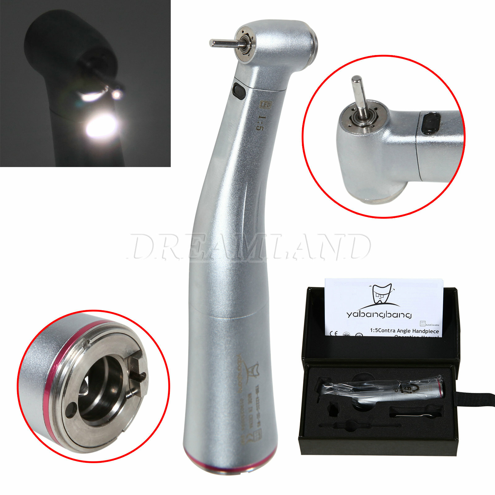 Dental Contra Angle 1:1 / 1:5 Increasing LED Handpiece Fit NSK Motor WK