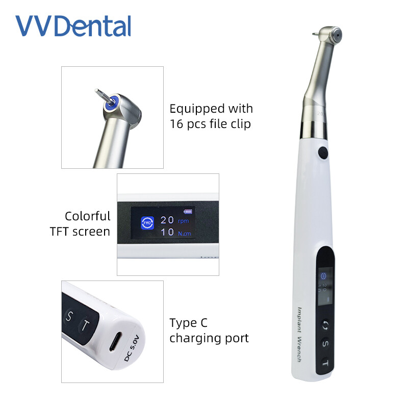 Dental Wireless Implant Electric Torque Wrench Tool Kit Sterilizable 360° Rotate
