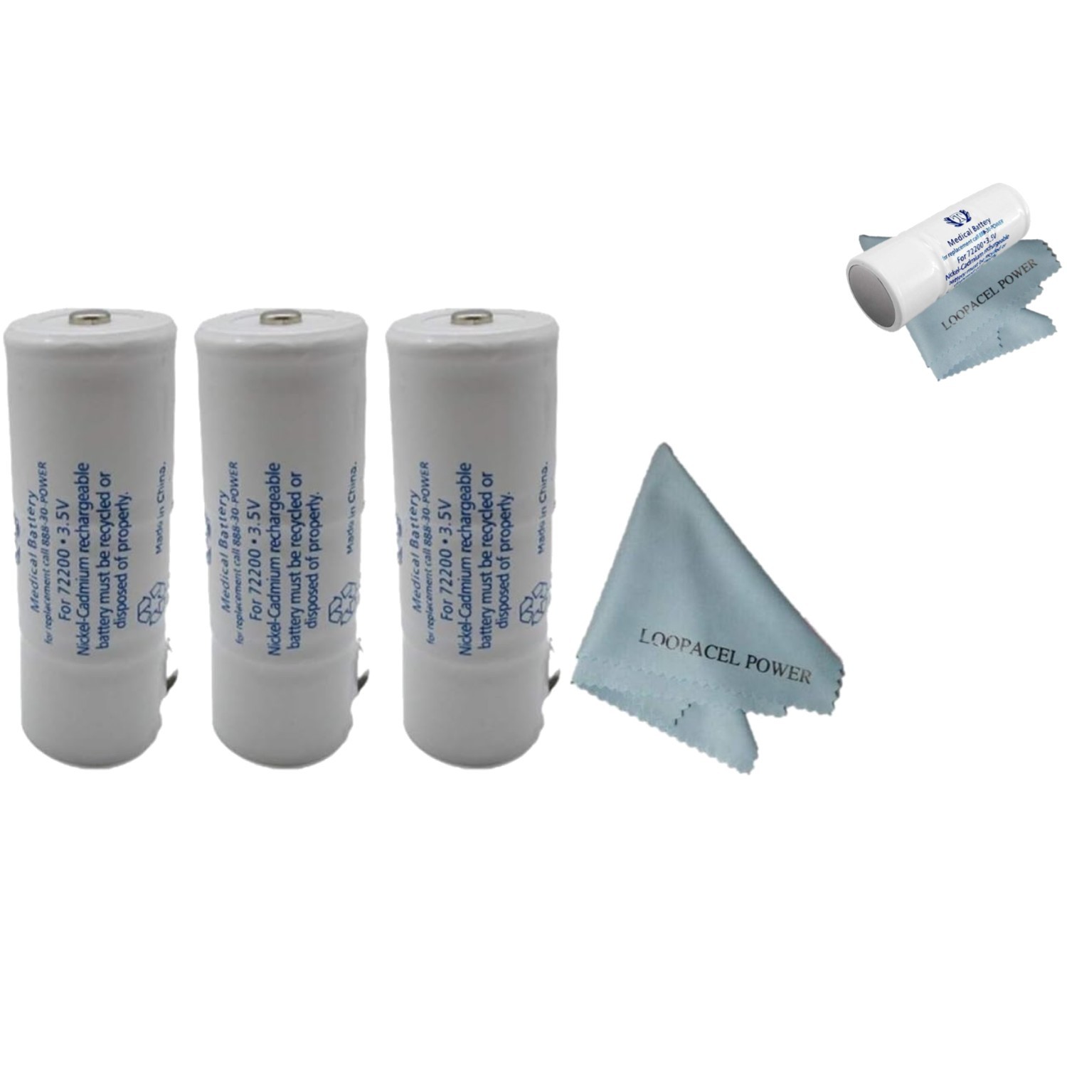 800mAh Nickel Cadmium Replacement Batteries for Welch Allyn Otoscopes (3-Pack)