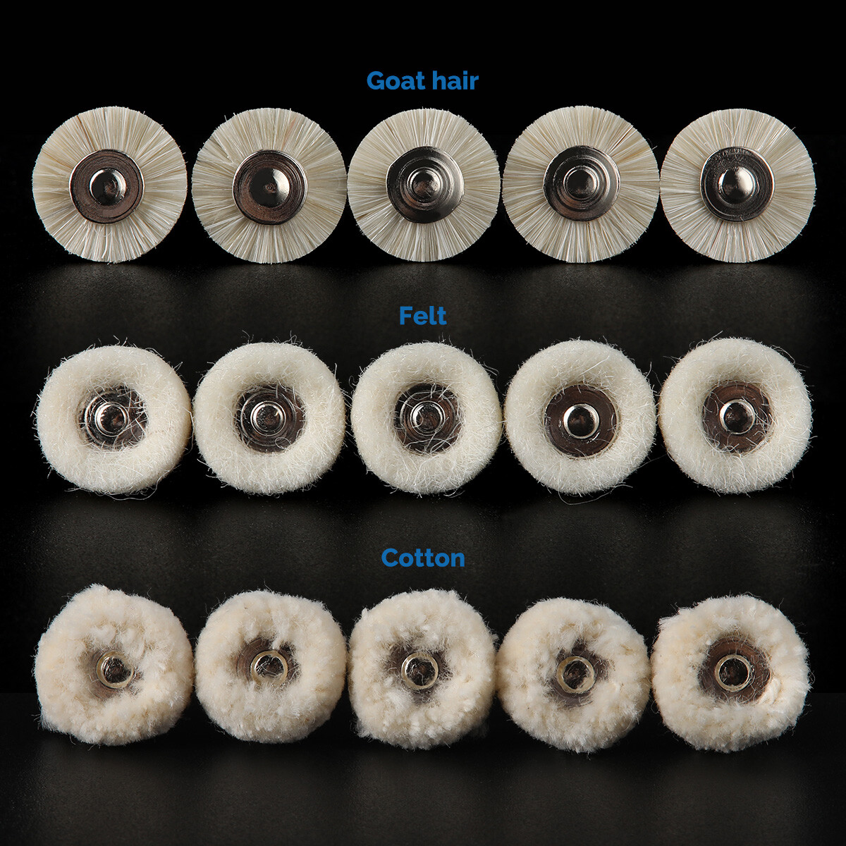 AZDENT Dental Polishing Buffing Wheel Brushes RA 2.35mm Shank for Rotary Tool