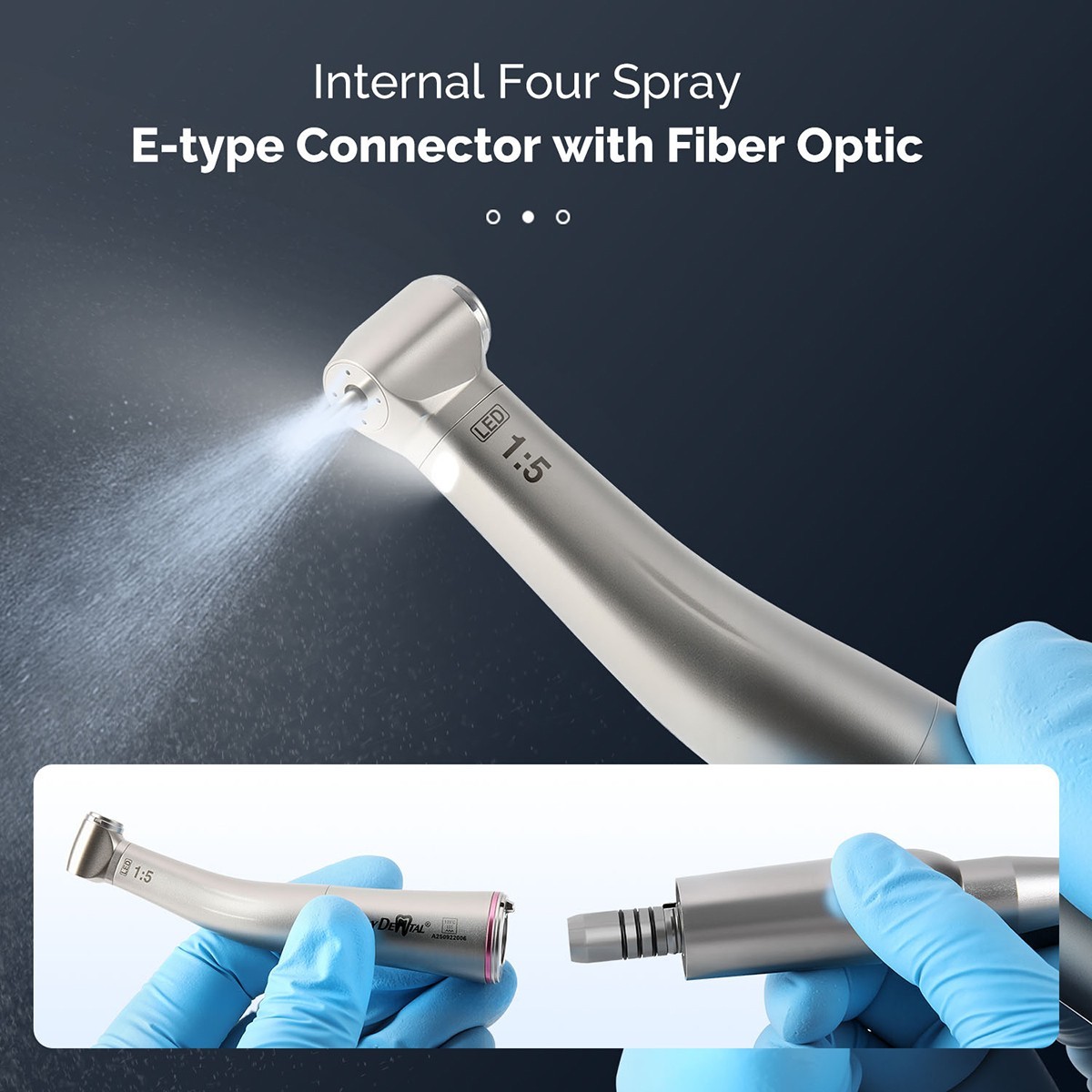 Dental Mini Head 1:5 Increasing Electric LED Contra Angle Handpiece 4 Spray