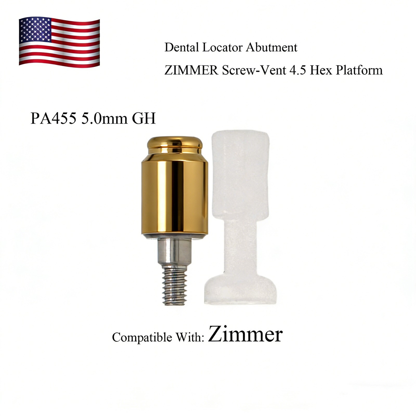 Dental PA3.5 4.5 Attachment Abutment Male Cap for Zimmer Removable AH=3/4/5mm