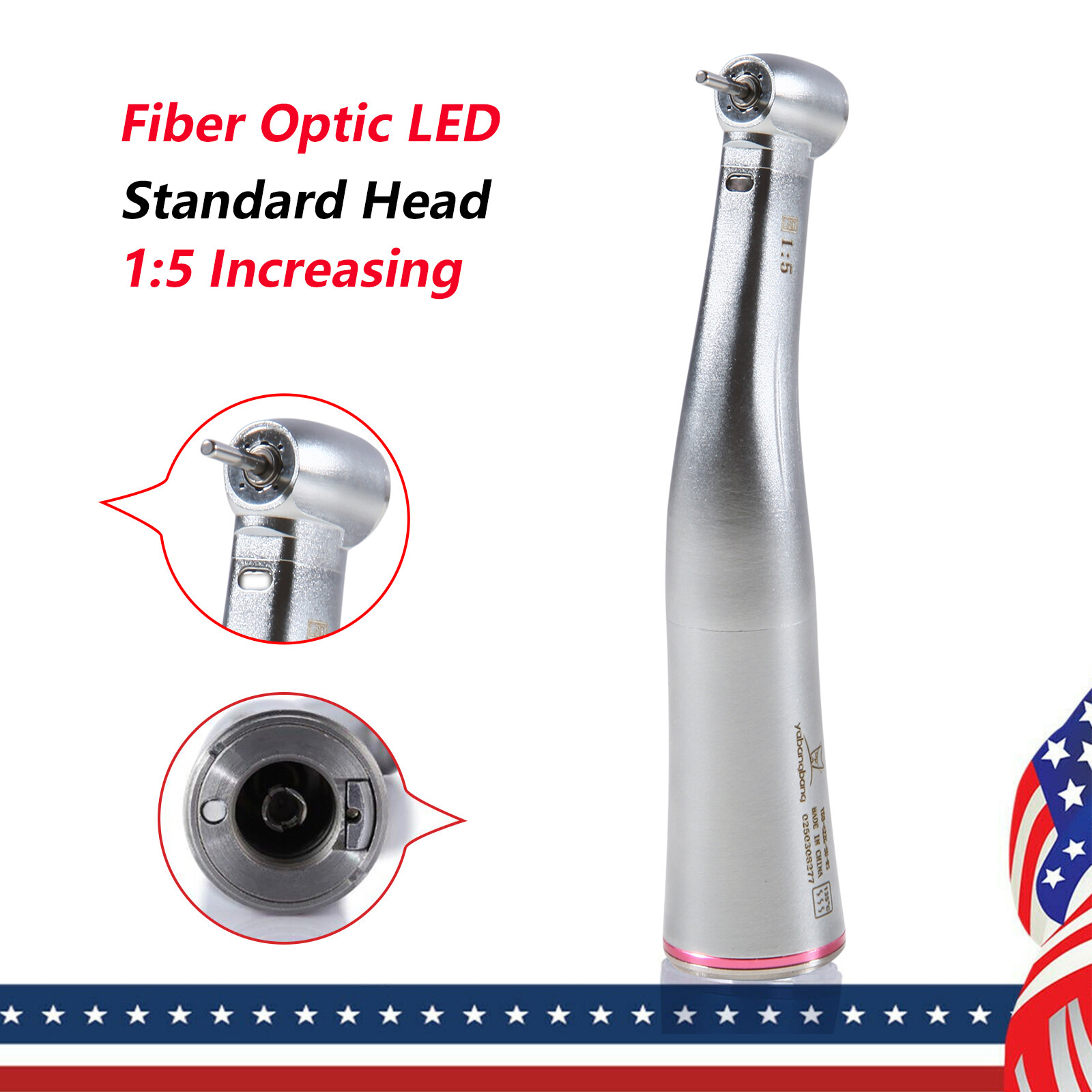 Yabang Dental Electric Handpiece 1:5 Contra Angle Fiber Optic Fit FG 1.60mm
