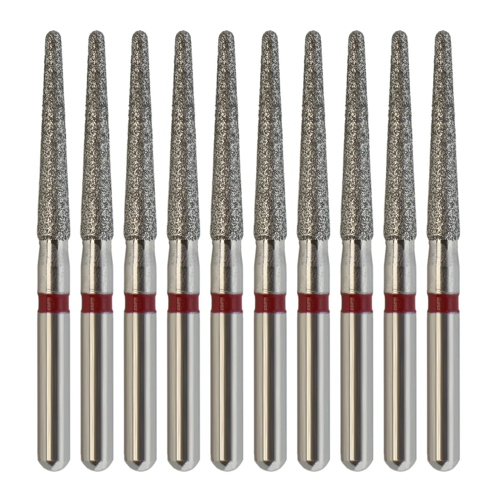 10Burs/Pack Dental High Speed Taper Super Coarse Fine Grit Round End Diamond Bur