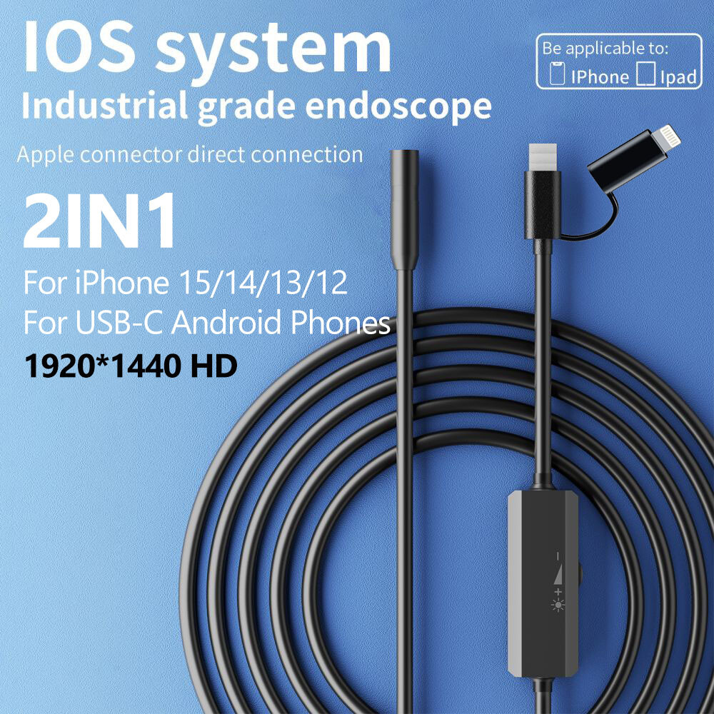 Direct Plug Endoscope iPhone iPad iOS Android phone Waterproof Inspect Camera US