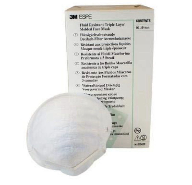 3M 2042F ESPE Triple Layer Molded Face Masks 50/Pk