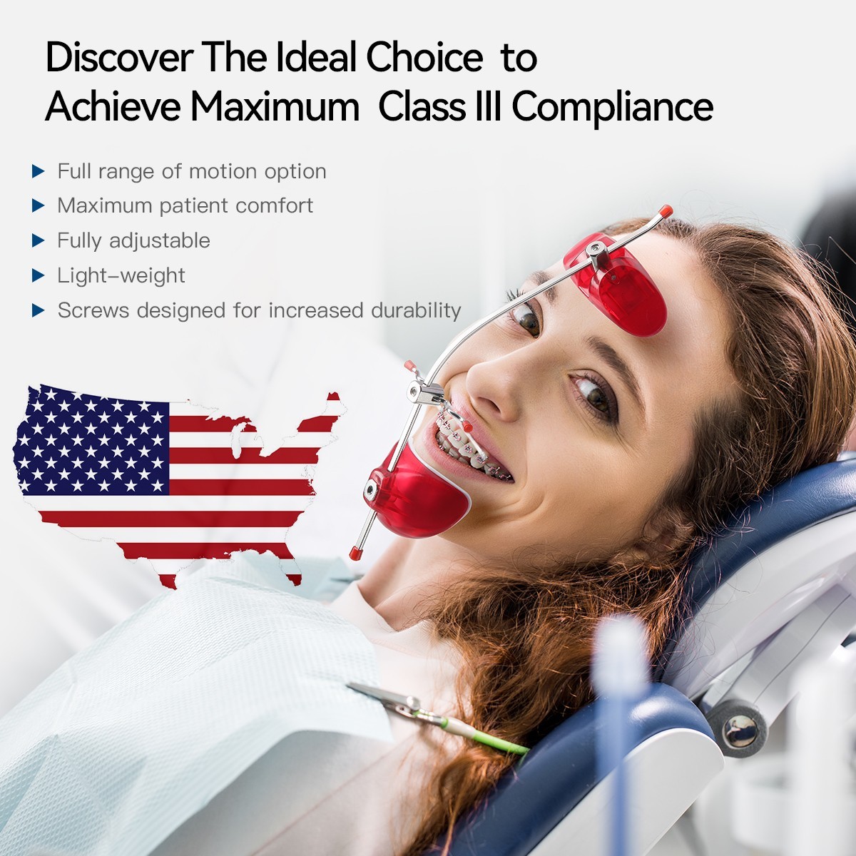 Dental Orthodontic Forward Reverse Pull Headgear Facial Mask Adjustable Red