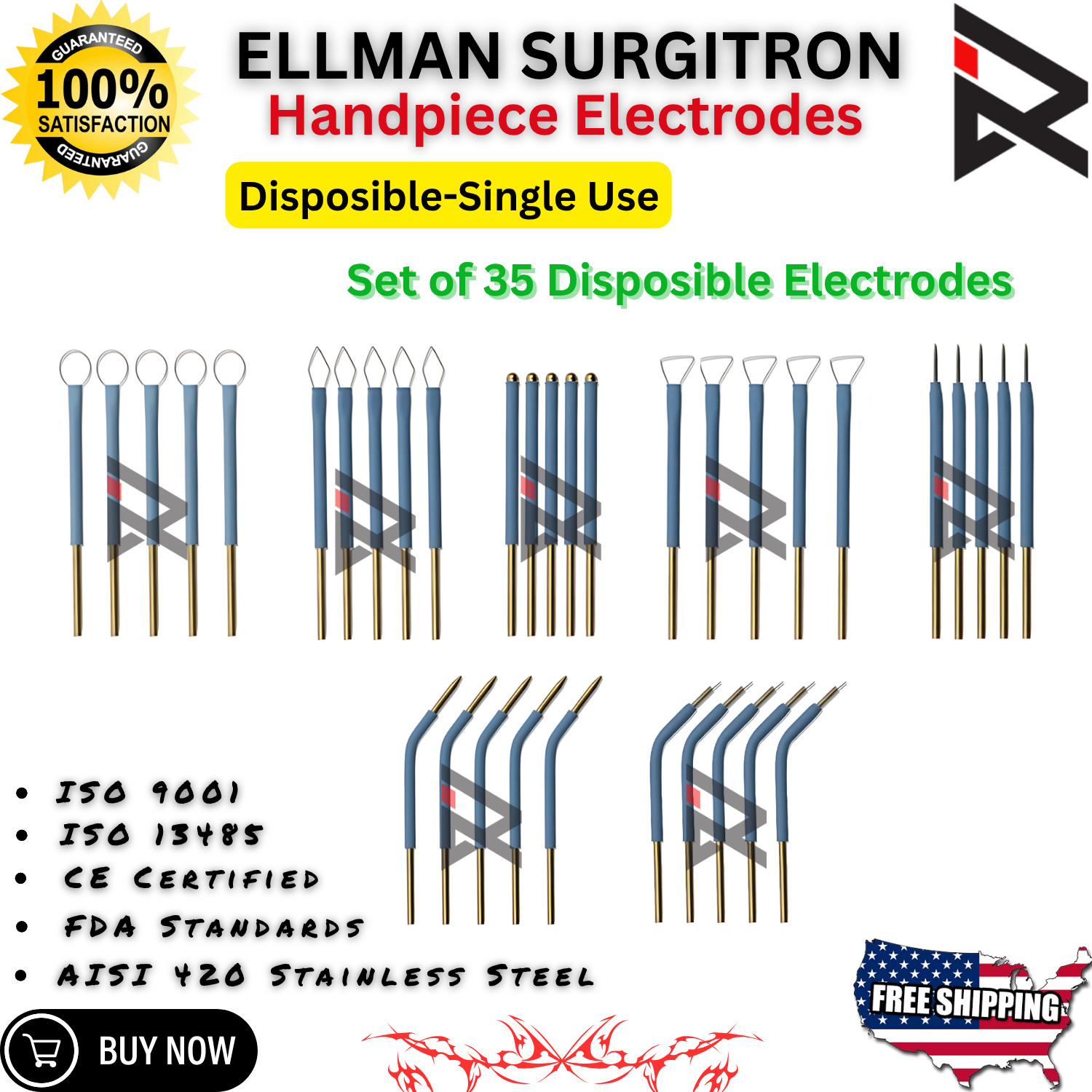 Ellman Surgitron Set of 35 Pcs Disposible Electrodes Top CE/FDA Certificated