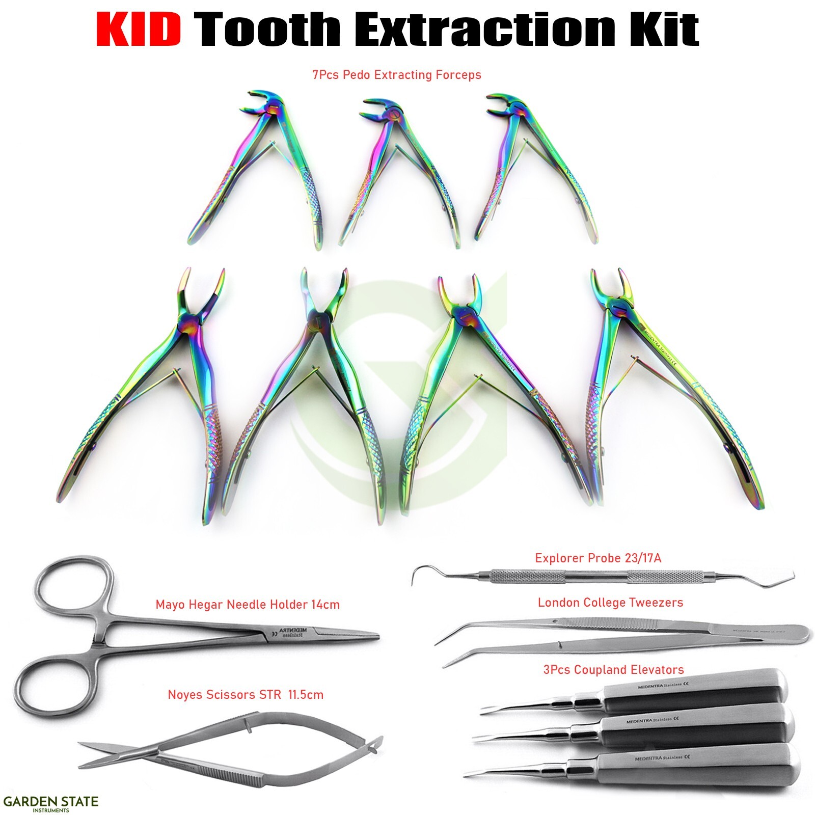 14Pcs Dental Children Extraction Forceps Set Pediatric Oral Surgery Instruments