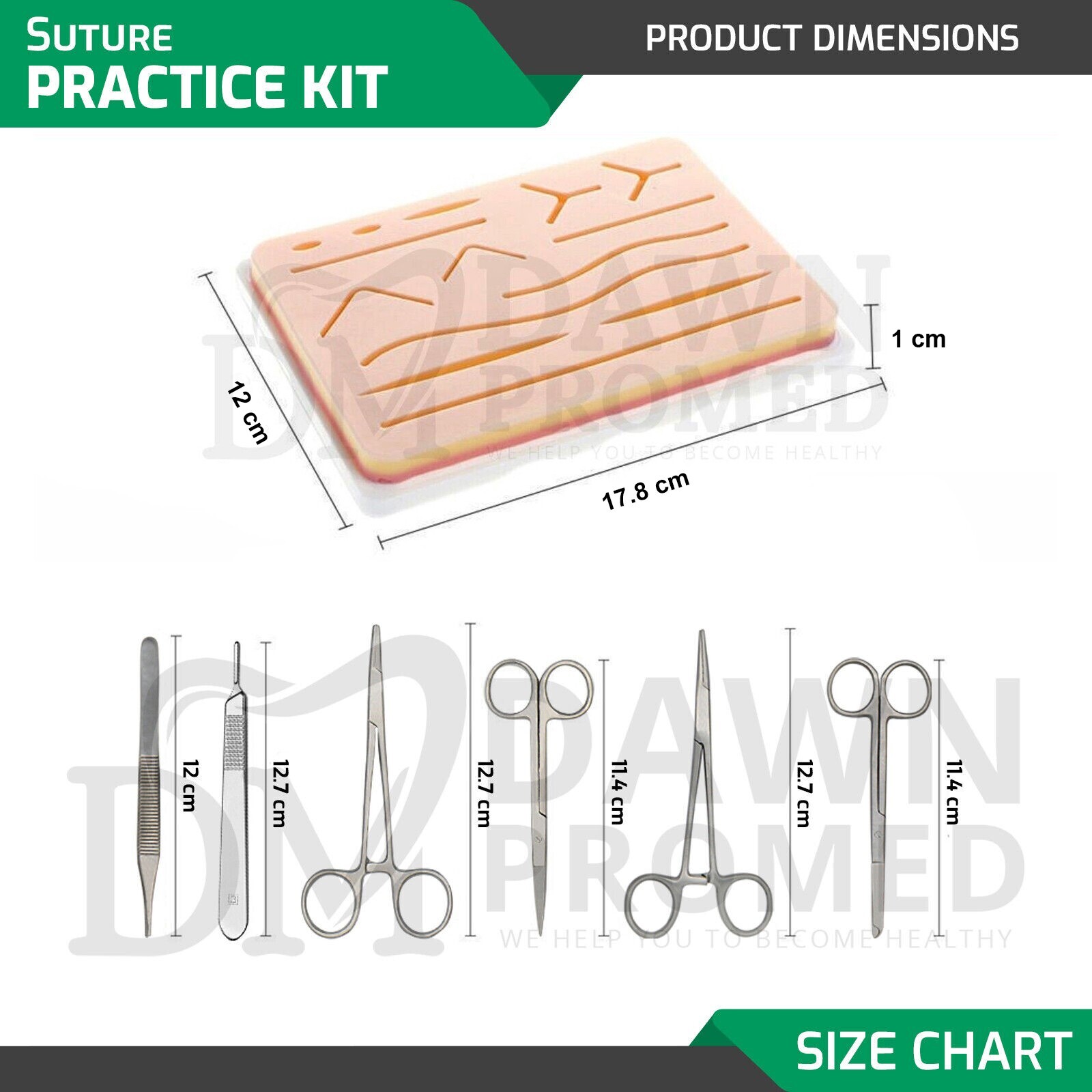 19 Pieces Practice Suture Kit with Pad for Medical Veterinary Student Training