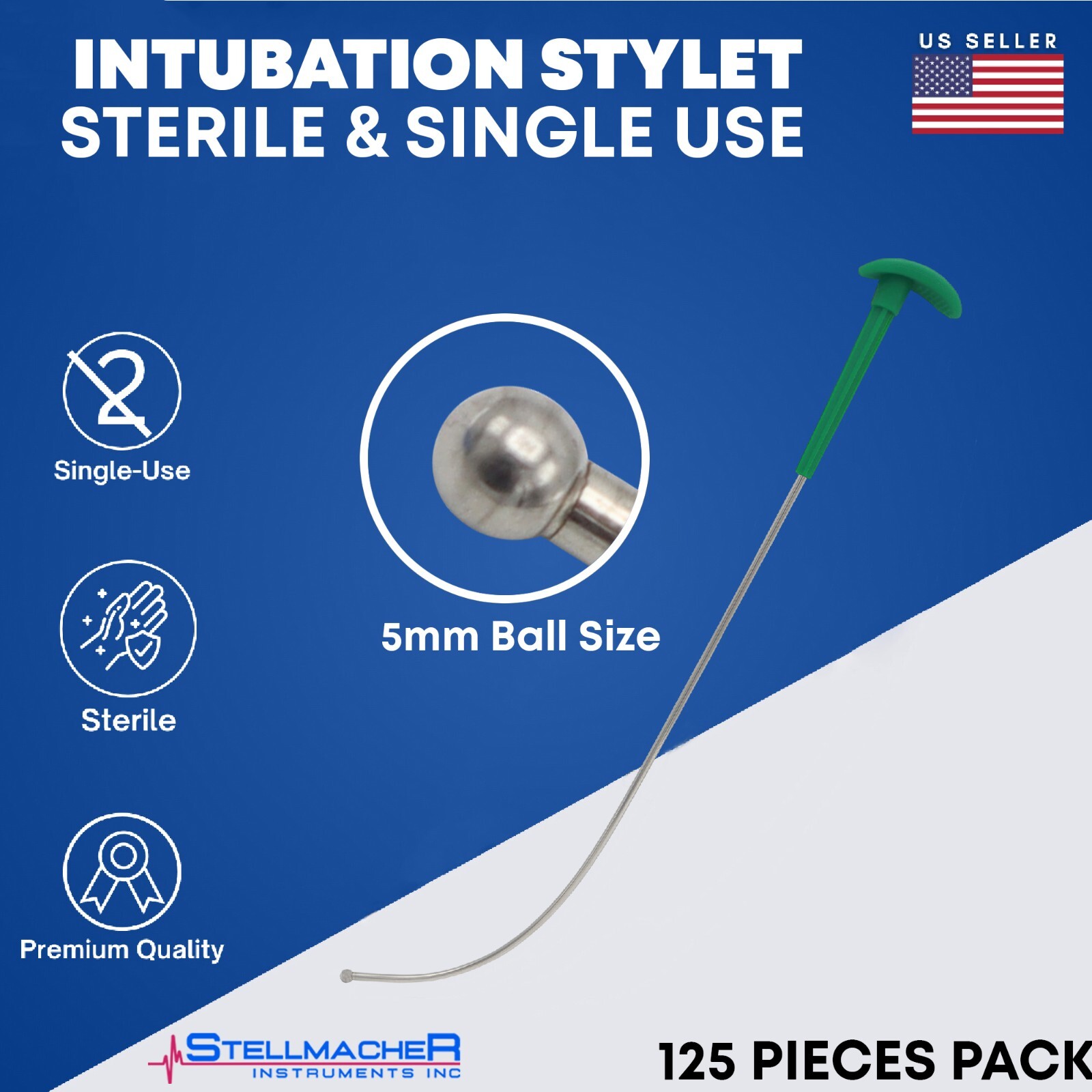 Intubation Stylet Sterile Single Use Stylets Anesthesia Instruments 125 Pack