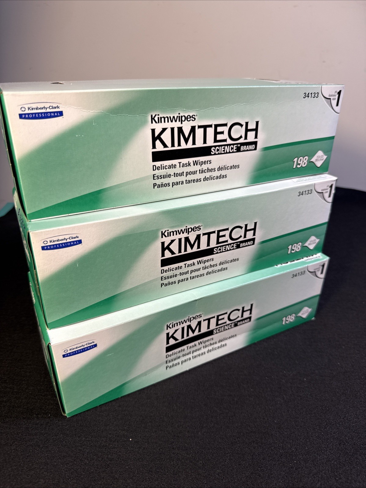 3 Boxes Kimtech Kim Wipes Disposable Task Wipes Lint Guard 11 x 12″ 34133 198ct
