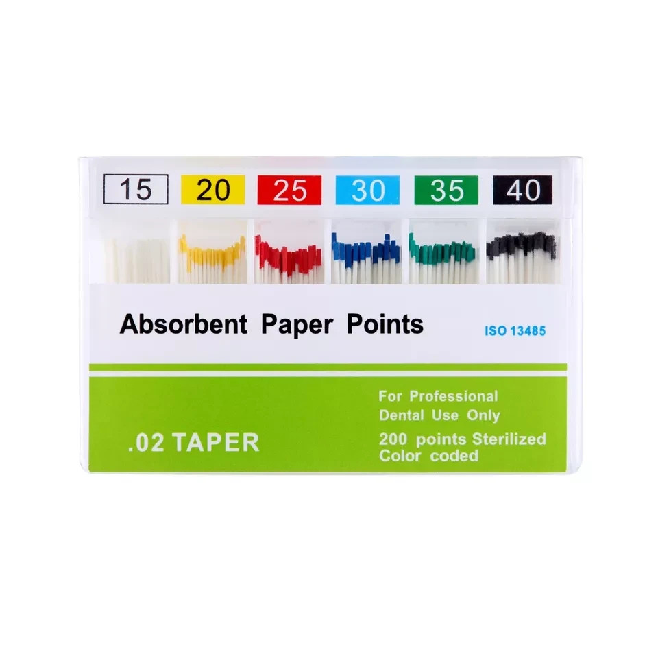 Dental Root Endodontic Absorbent Paper Points Taper 0.04/ 0.02 /0.06 15#-40#