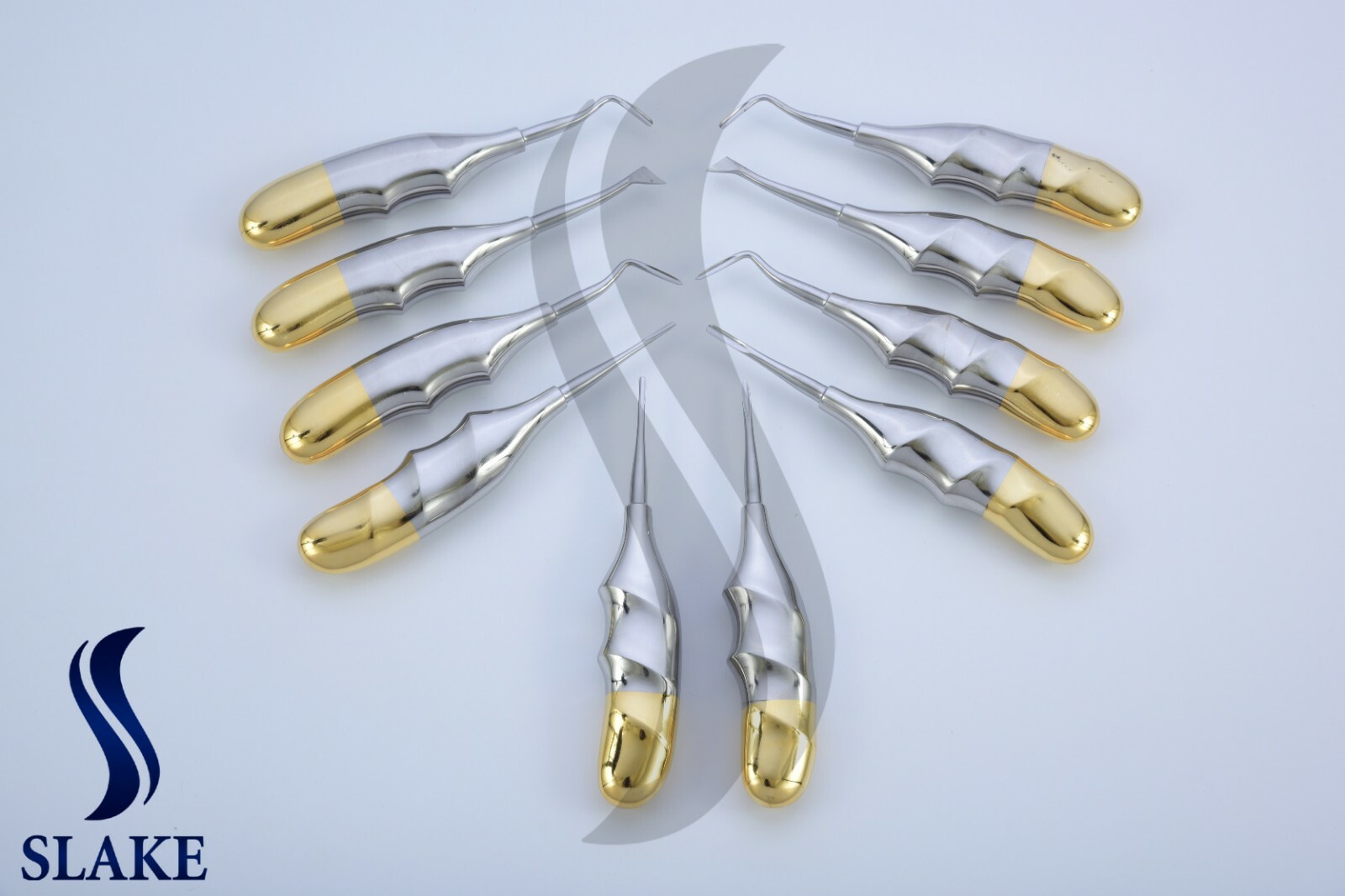 Dental Elevators Extraction Root Elevator 10 Pcs Dental Instruments Finger Gold