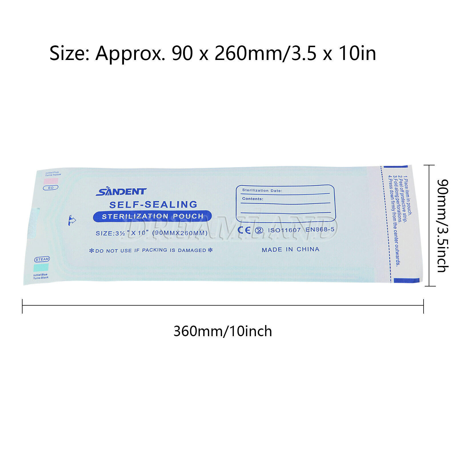 200pcs/Box 3.5″x 10 “Self Sterilization Pouches Pouch Autoclave Sterilizer Bags