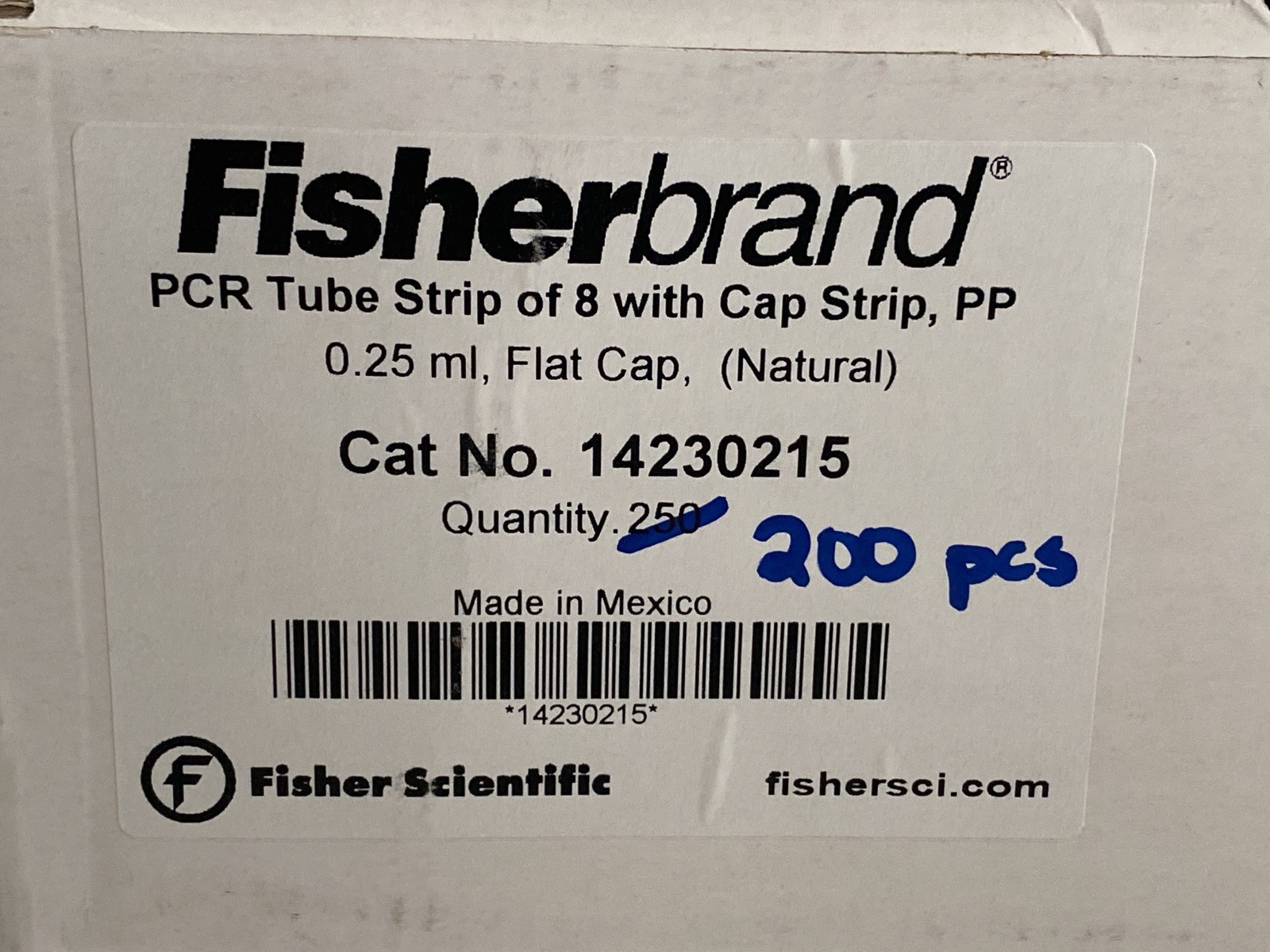 (200) FISHERBRAND 0.2mL PP PCR Tube Strips of 8 w/Cap Strips 14-230-215
