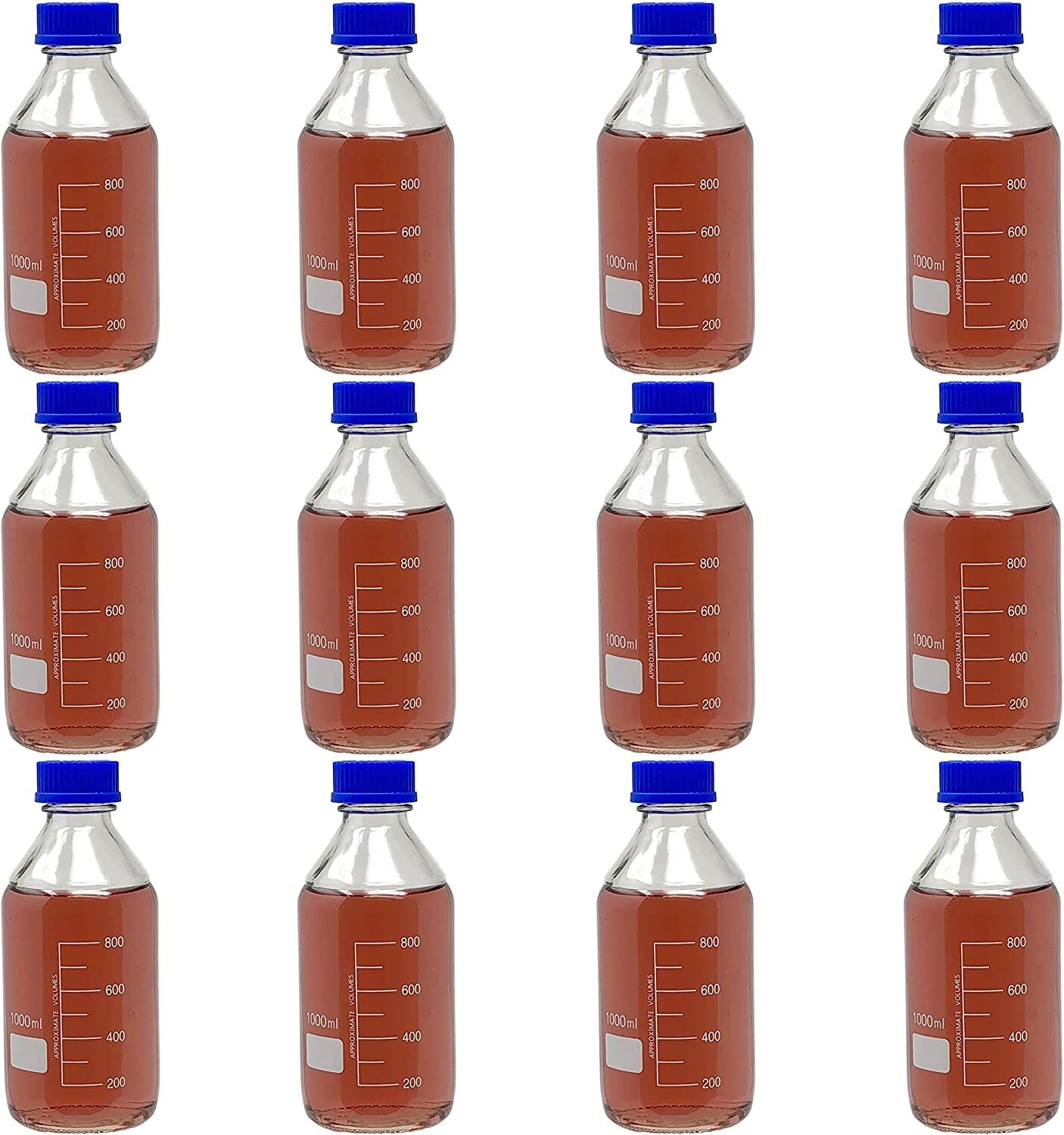 1L Glass Media Bottle, Round, GL45 Screw Cap Karter Scientific 251N6 (Pack 12)