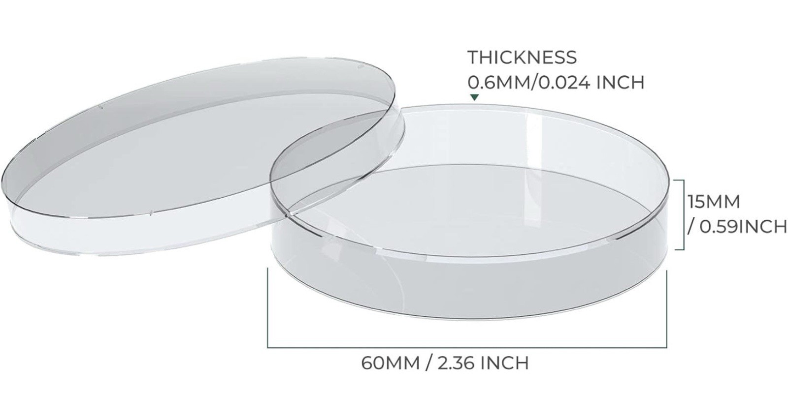90Pcs Sterile Plastic Petri Dishes W/ Lids 60mm Diax15mm Deep Clear Culture Lab