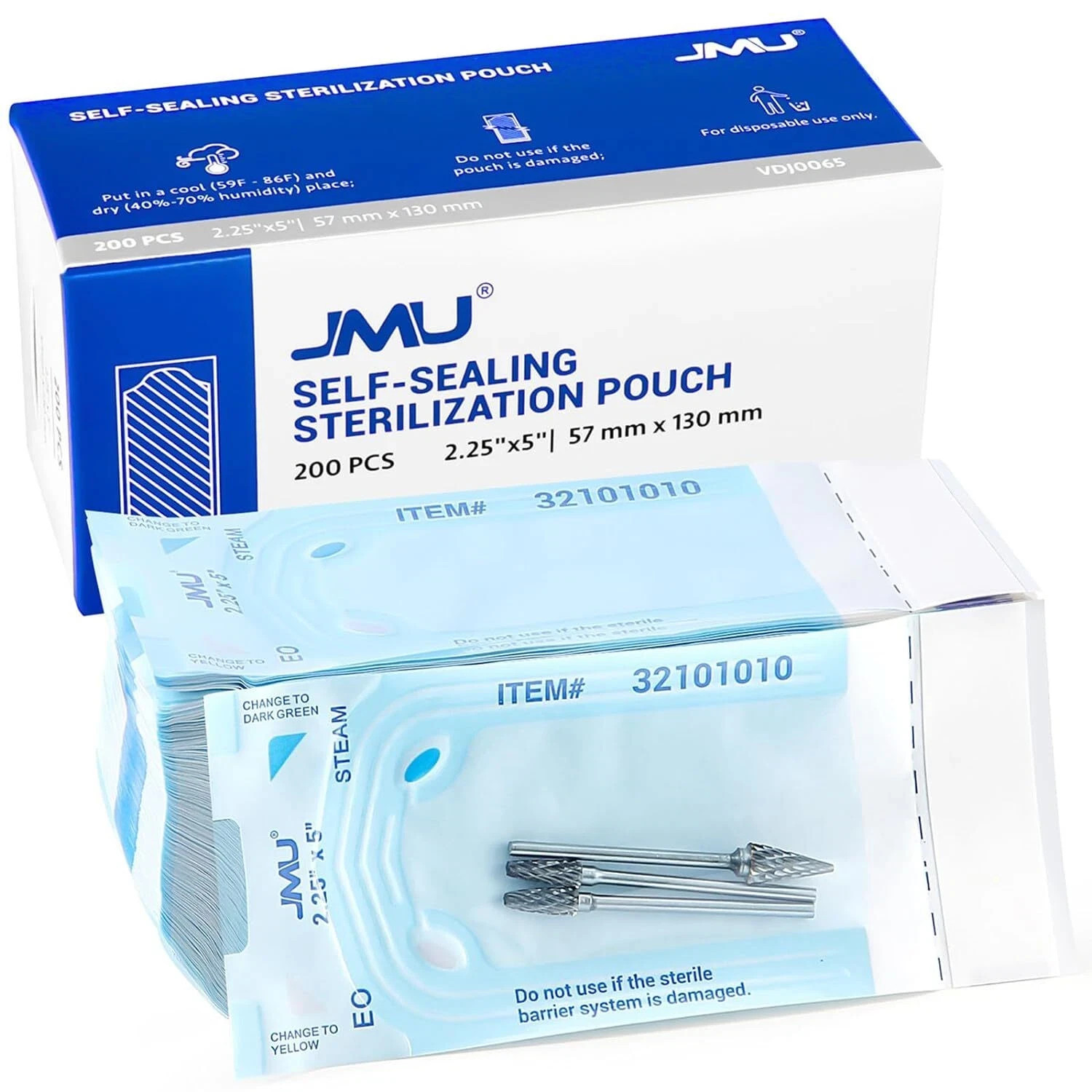 10 Boxes of JMU 200Pcs/Box Dental Self-Sealing Sterilization Pouches 2.25″ x 5″