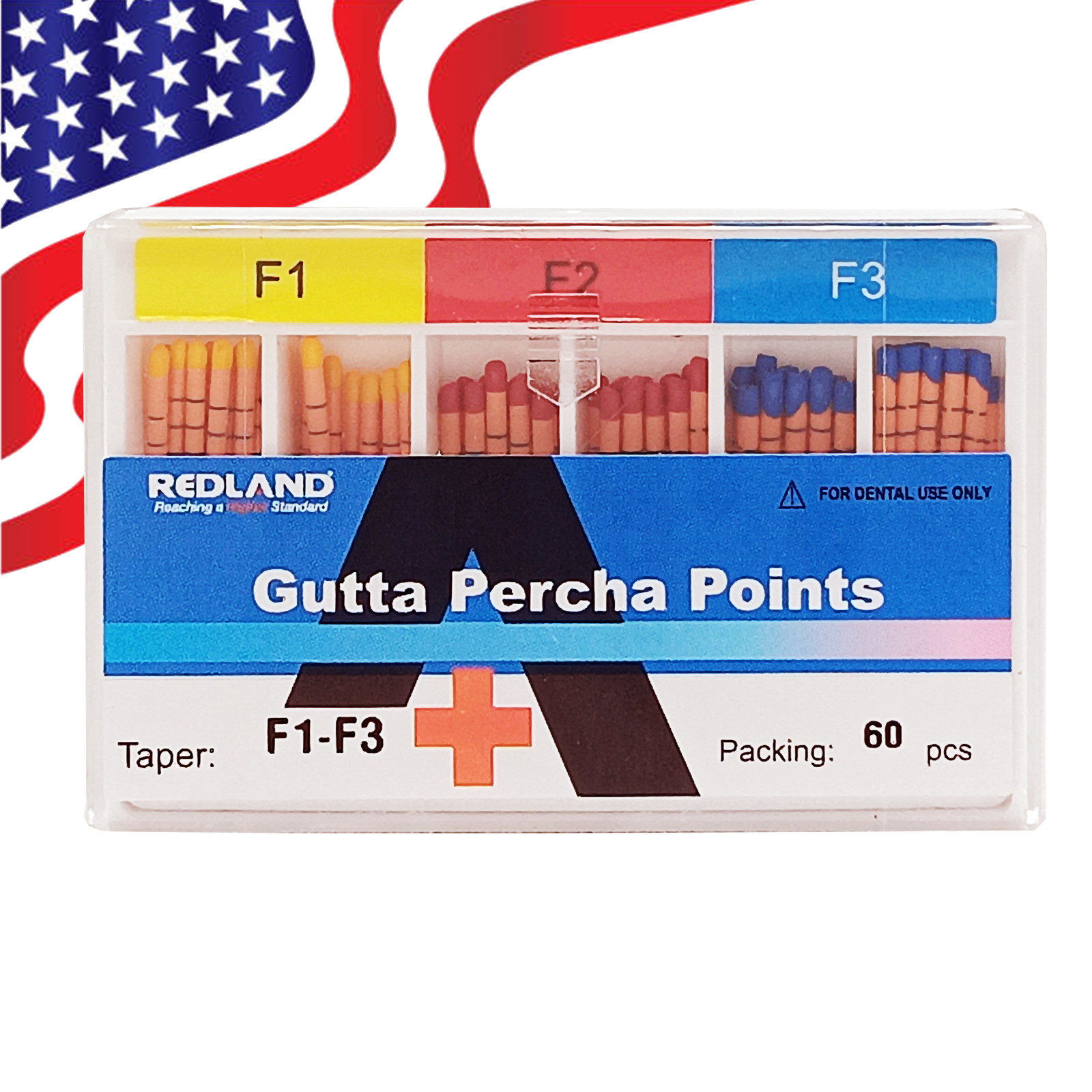 REDLAND Gutta Percha F1,F2,F3,F4,F5 100/Pk for Special TAPERED FILES (MM marked)