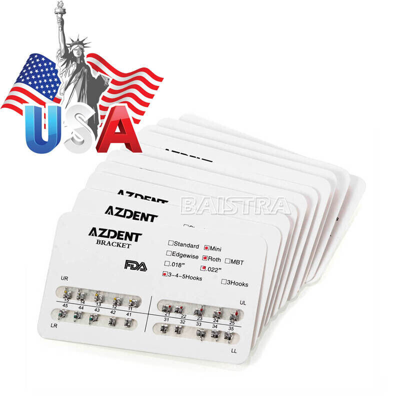 Dental Orthodontic Brackets Mini/Standard Roth MBT 022/018 Hooks 3/345 Ultrathin