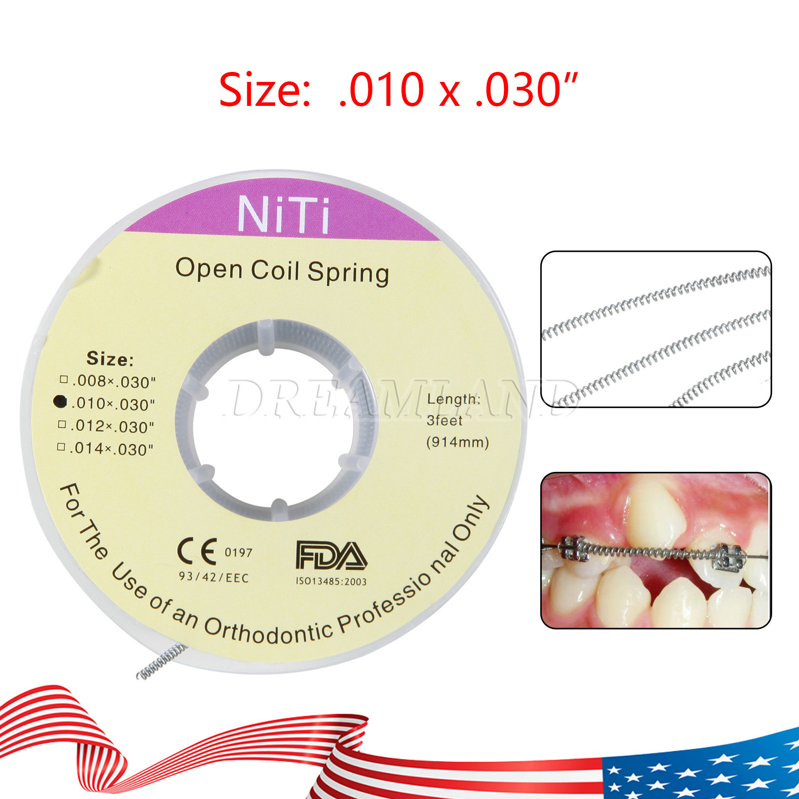 Dental Ortho Niti Open Coil Spring 010*030″ *914mm