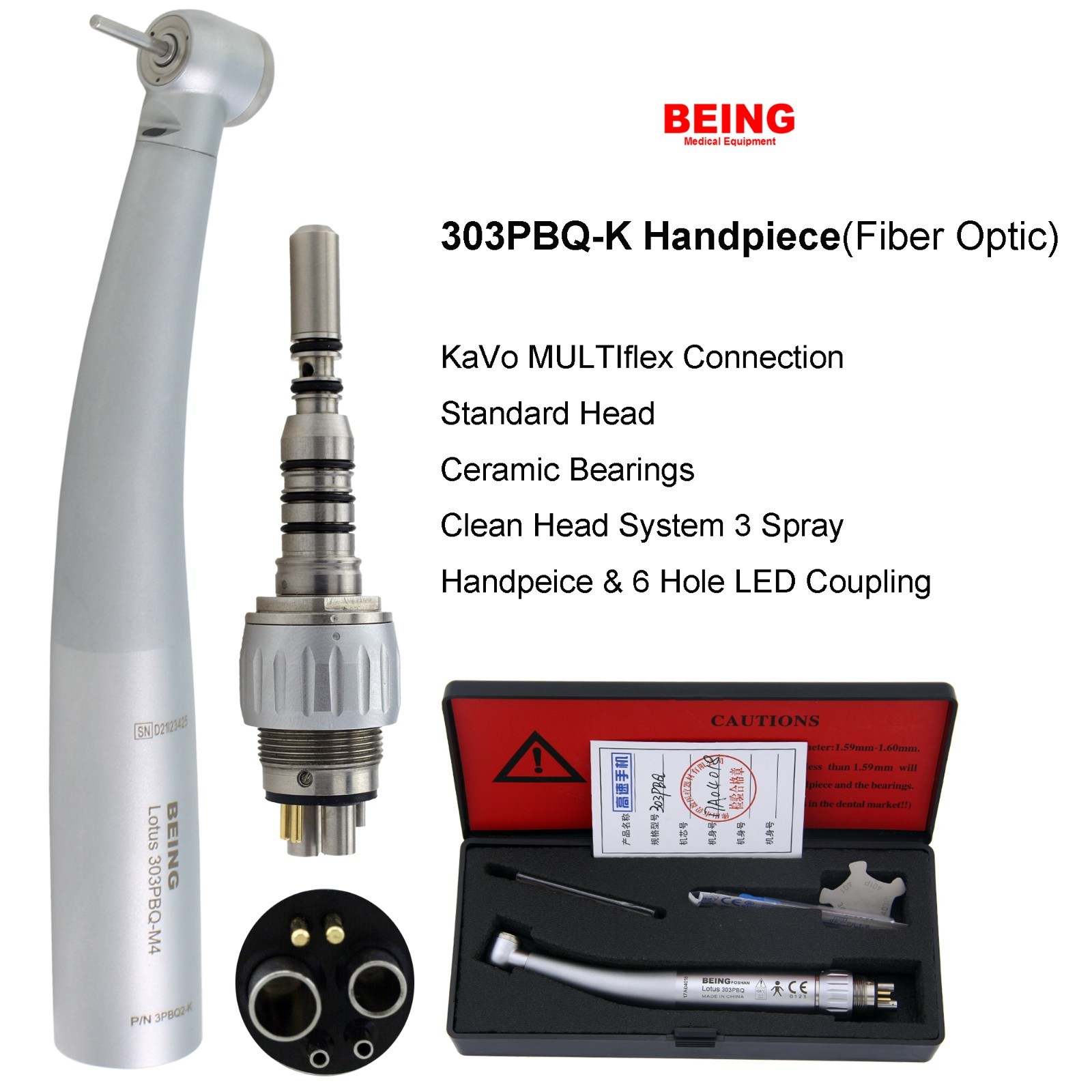 BEING Dental Small Mini Head High Speed Handpiece Fiber Optic NSK Kavo Coupler