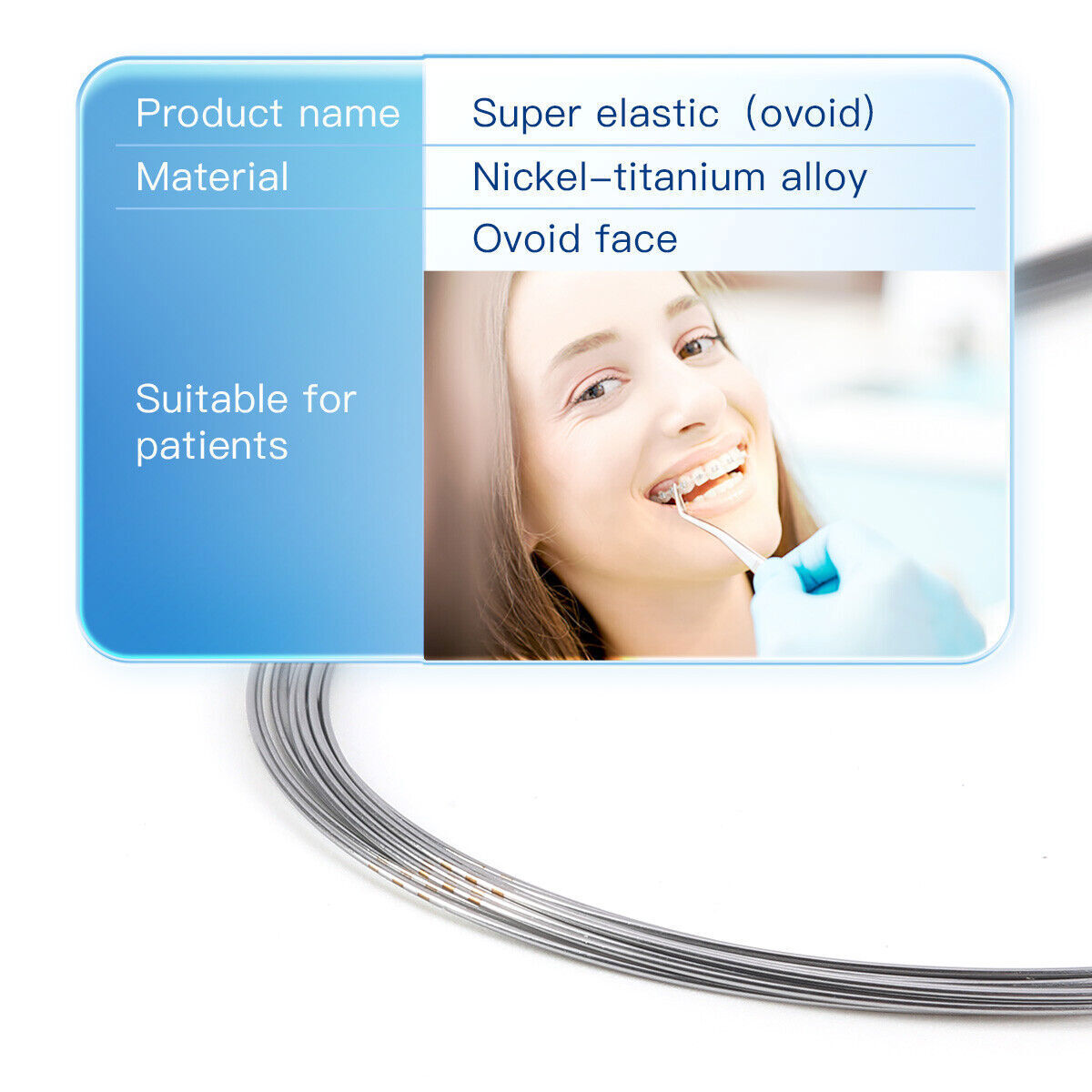 dental Orthodo super elástico niti redondear alambre ovoide/naturaleza/cuadrado
