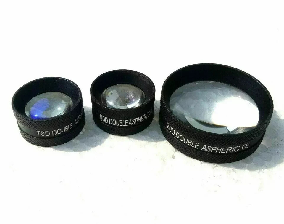 Double Aspheric Lens 20D 90D And 78D COMBO PACK In Wooden Box MADE IN USA