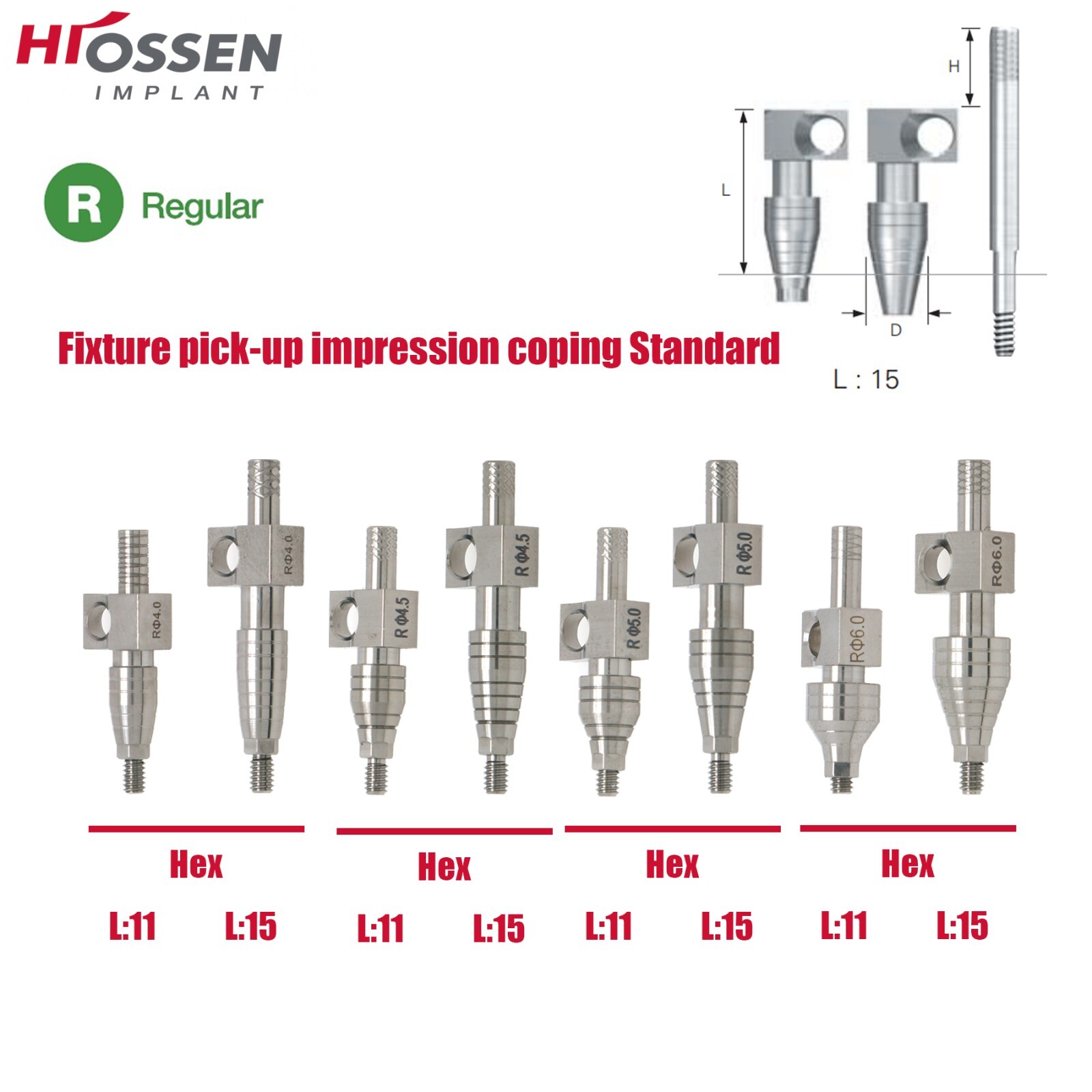 Transfer Impression Closed & Open Analog Regular/Mini for Osstem Hiossen Implant