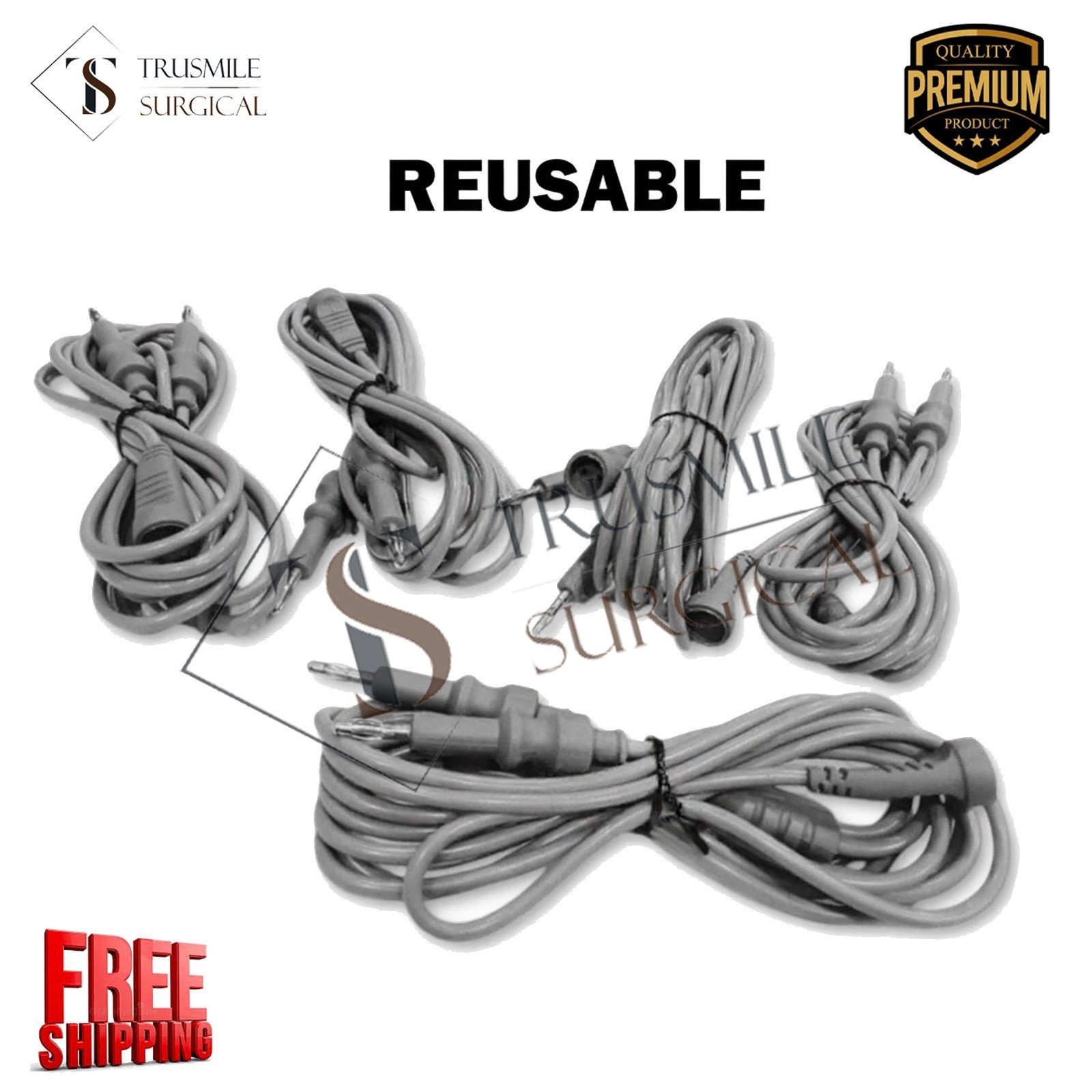 Set of 5 Pcs US Bipolar Autoclavable Cable 4mm High Quality