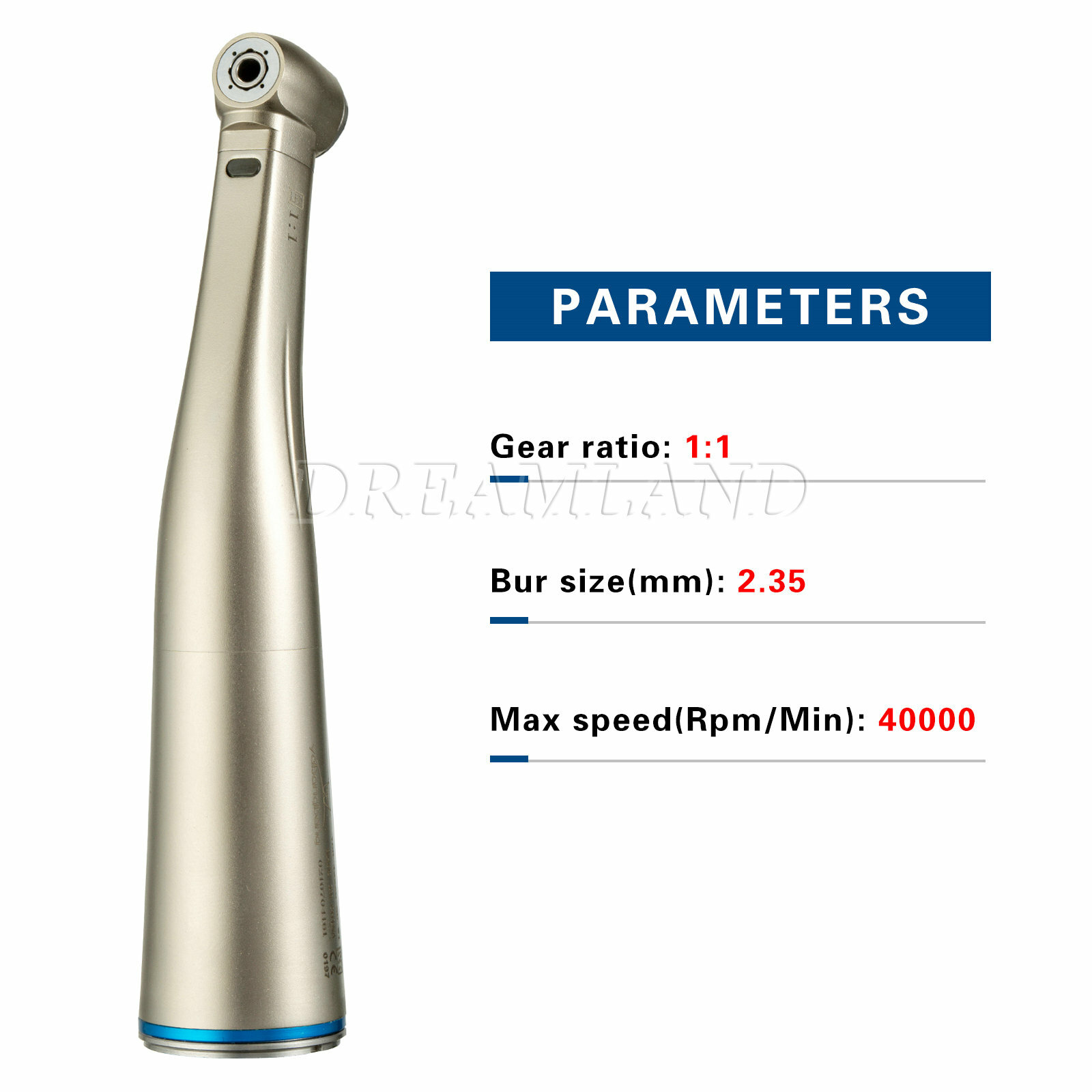 Dental Contra Angle Handpiece 1:1 LED Fiber Optic Low Speed φ2.35mm Fit NSK X25