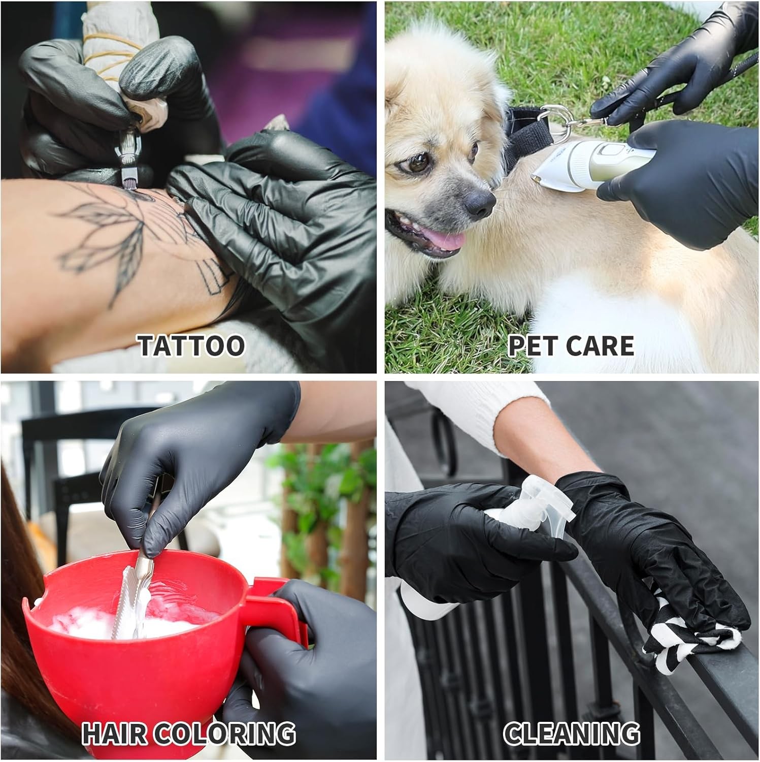 guantes desechables de nitrilo negro sin polvo ni latex examen 3 mil