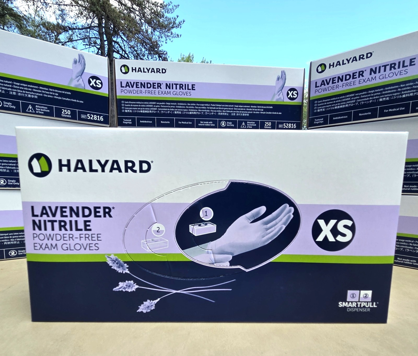 Halyard Nitrile Lavender Exam Gloves XS 250 Count Powder & Latex Free