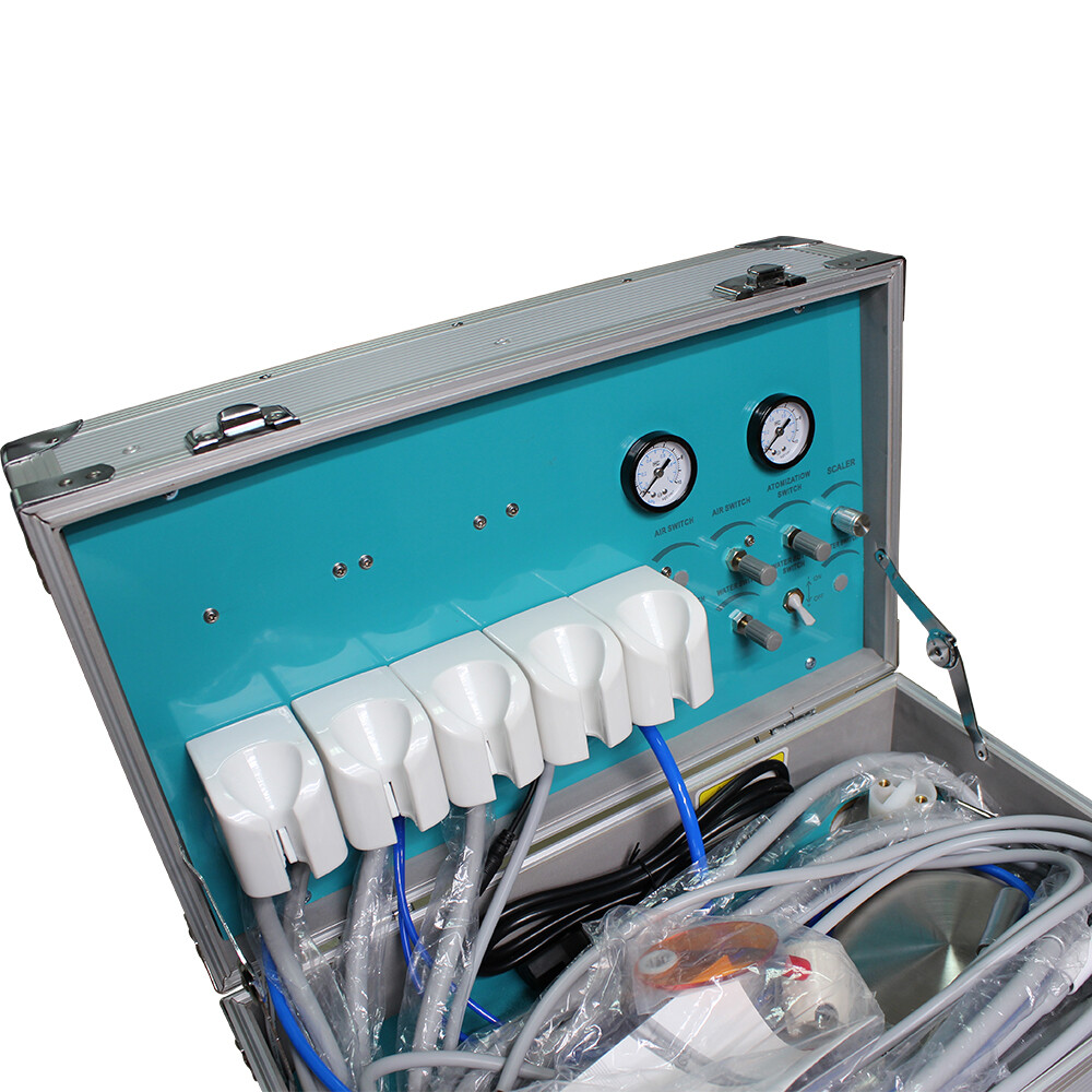Portable Dental Mobile Delivery Unit Rolling Box Air Compressor Suction 4 Hole