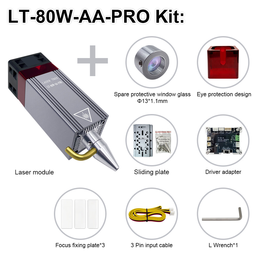 80W Laser Head with Air Assist 450nm TTL Module for Laser Engraving Cutting 12V